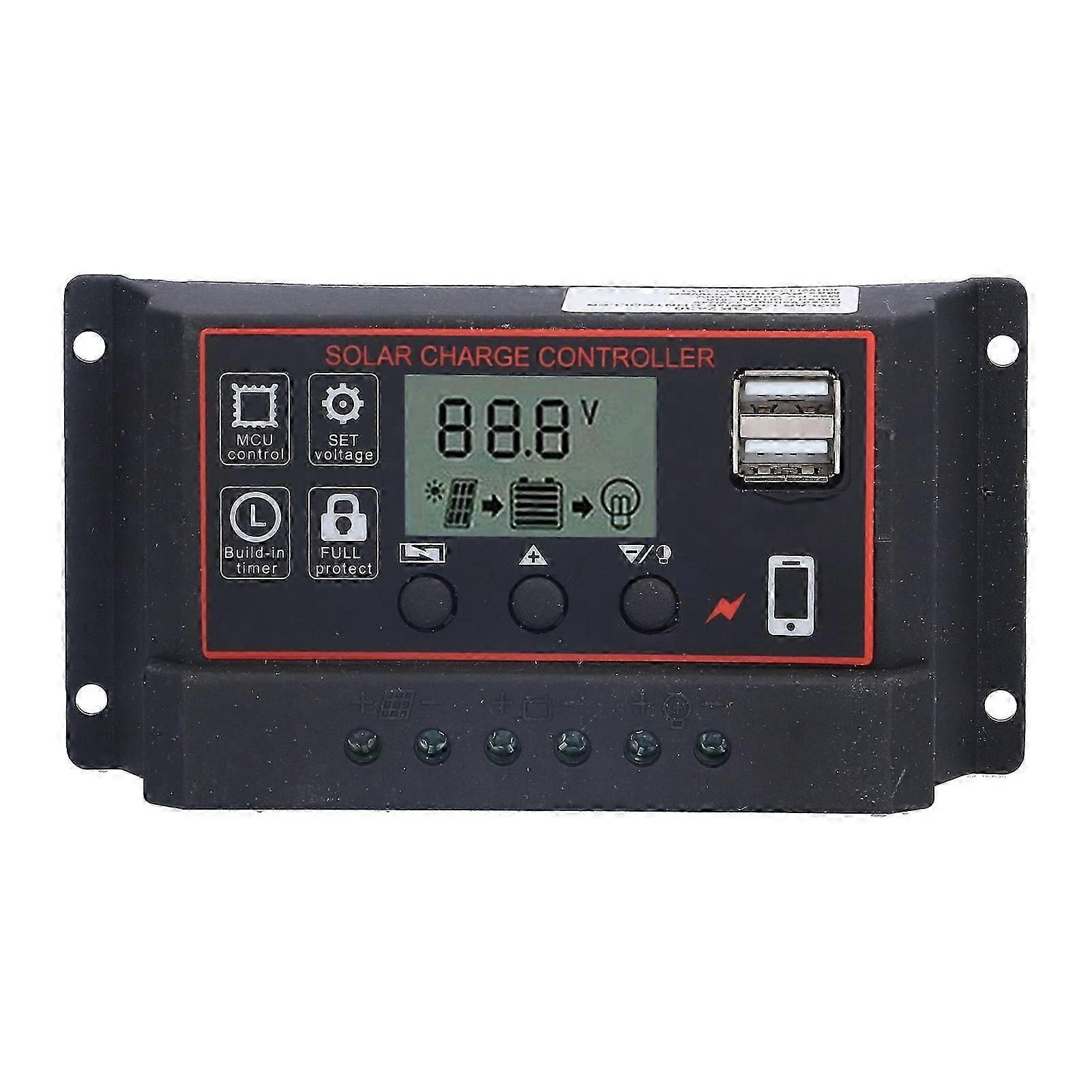 Solar Charge Controller Adjustable Photovoltaic Smart Power Generation Regulator 12V 24V 10ARed