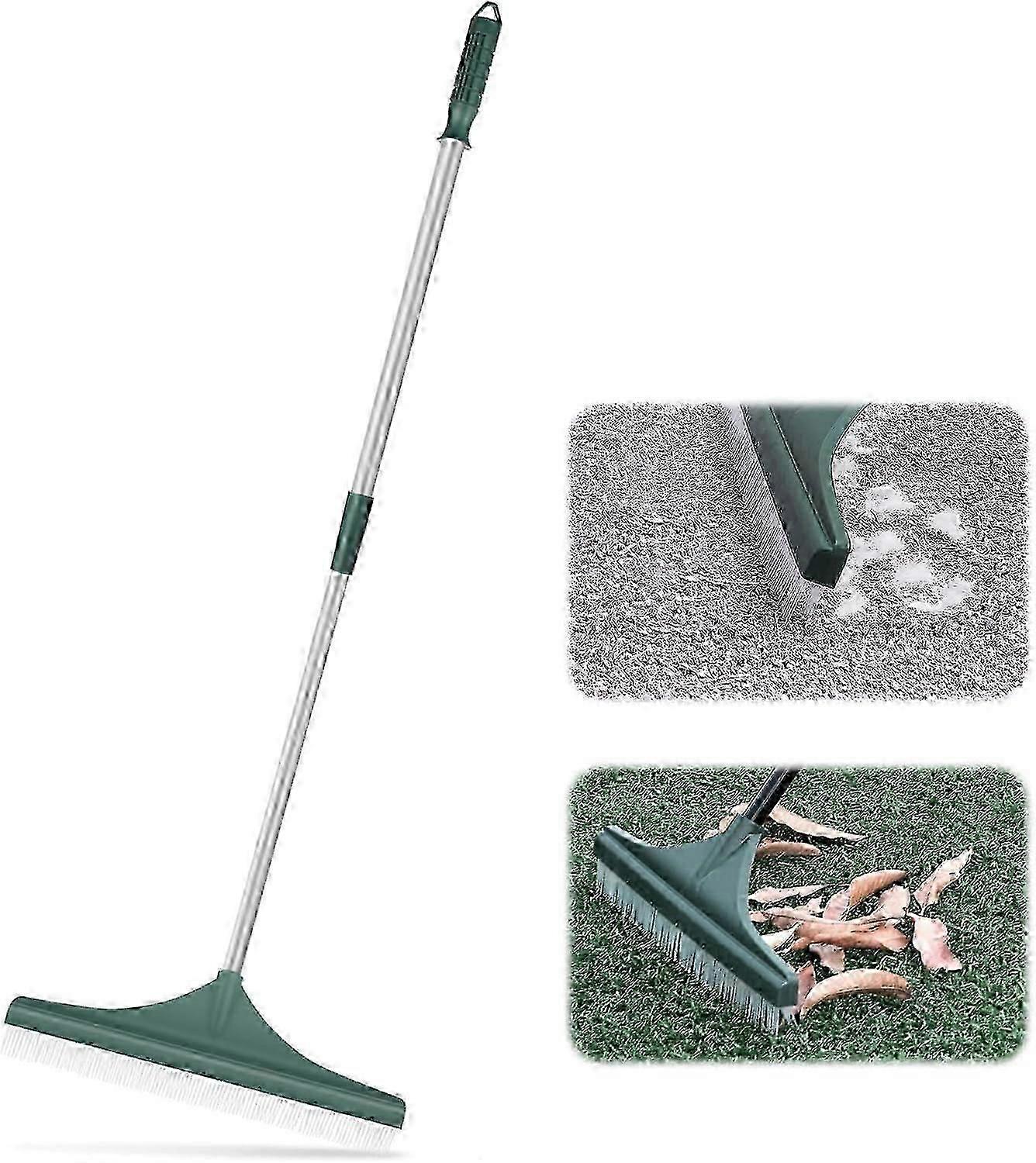 Ergonomic Artificial Lawn Brush with Adjustable Steel Handle for Turf Rake, Length Adjustable from 80 to 130 CM