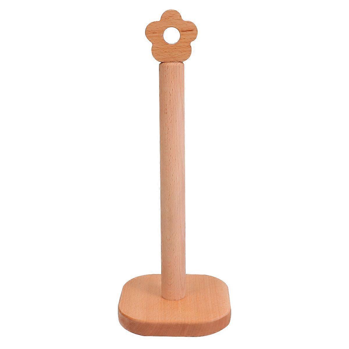 1pc Creative Vertical Tissue Holder Solid Wood Roll Paper Rack Paper Towel Rack Tissue Holder (High Style)