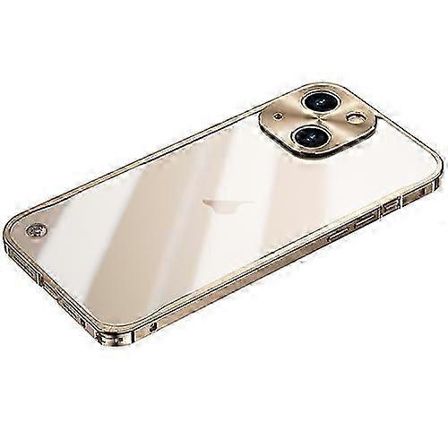 For iPhone 15 Metal Frame Frosted PC Shockproof Phone Case