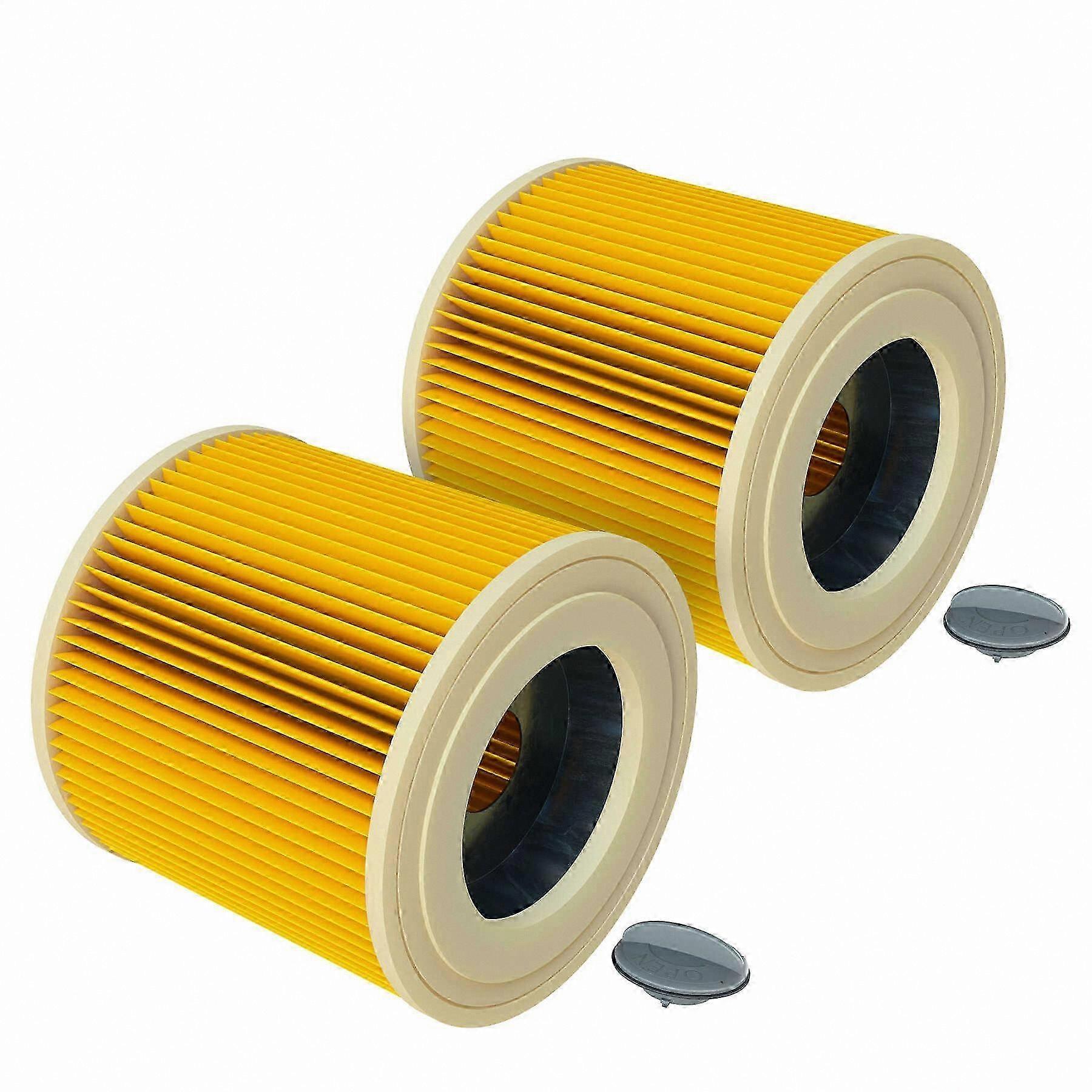 Yellow Dust Filters for Select Kärcher Wet/Dry Vacuums, 2-Pack Replaceable Cartridge-Compatible Models NT 27/1 ME Series