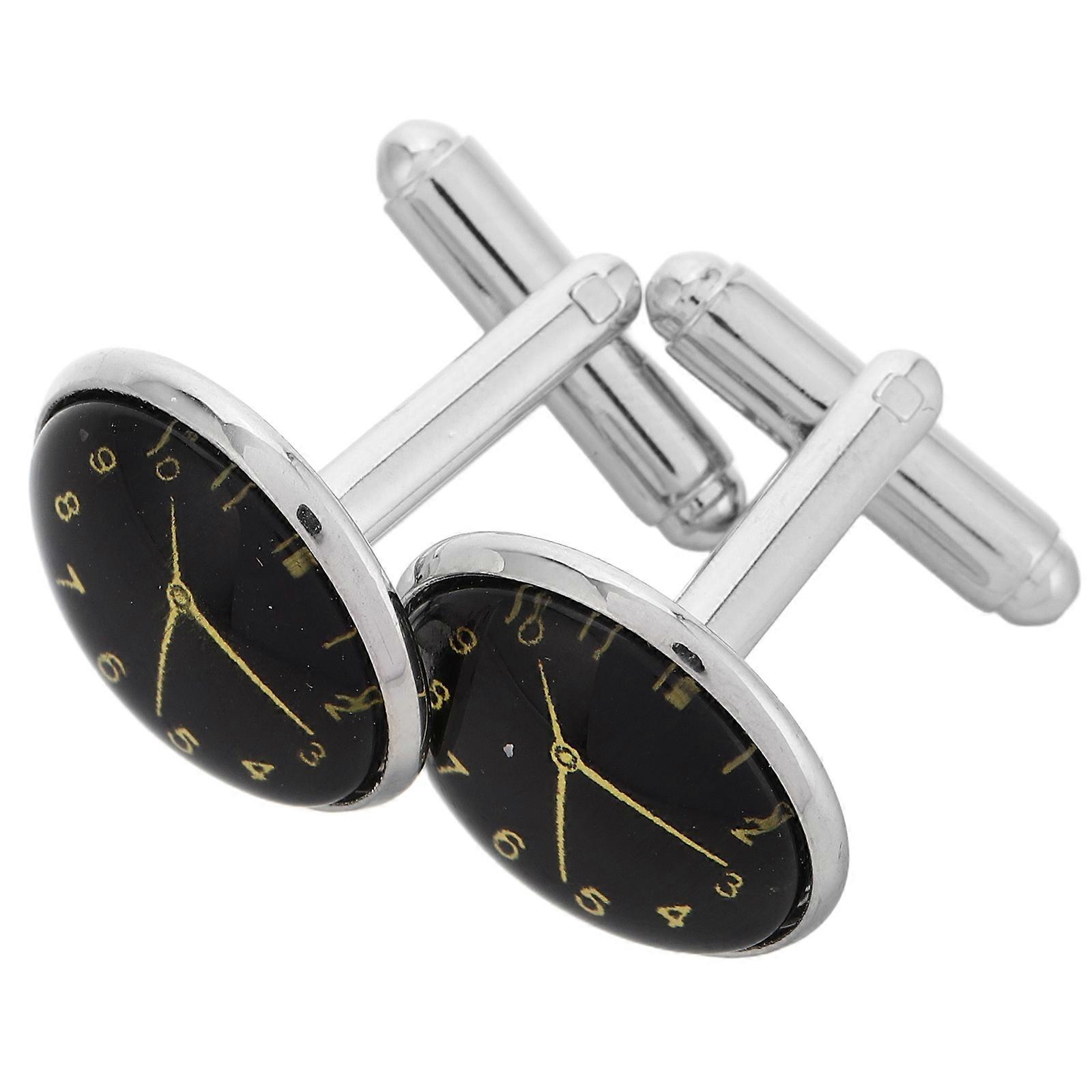 Luxury France Cufflinks with Durable Alloy Material Black Color for Formal Clothes 1 Pair