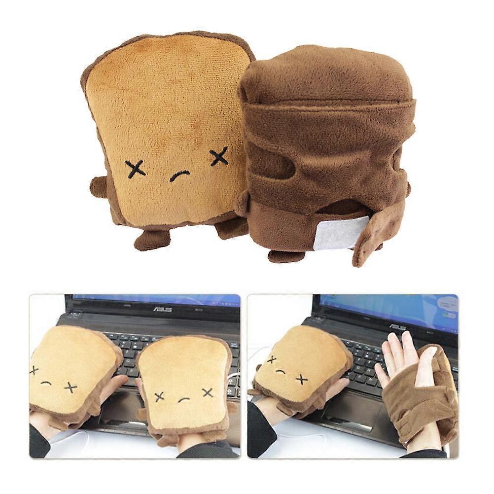 Heated Warm Gloves USB Connection for Hand Warming 1Pair Light Brown