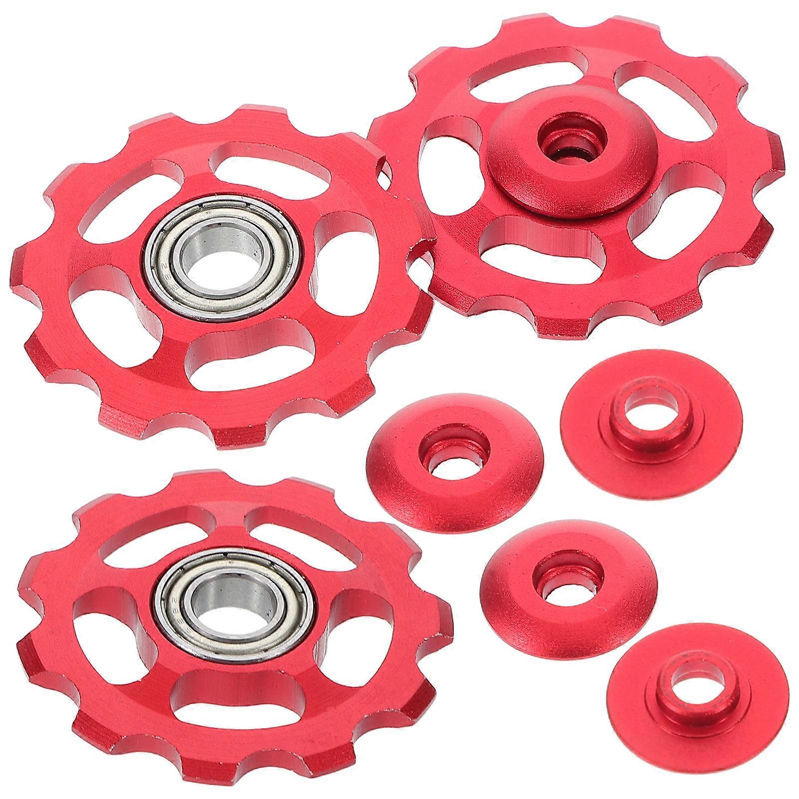 Bike Derailleur Pulley Rear Derailleur Seamless Shifting Safety Assurance Mountain Biking 11t Red 3Pcs