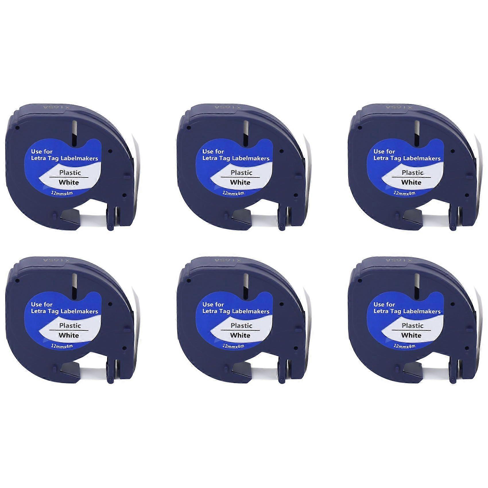 6Pcs LetraTag Refills Label Tapes Label Maker for Dymo 91331White 4M x 12mm Label Printer for Dymo