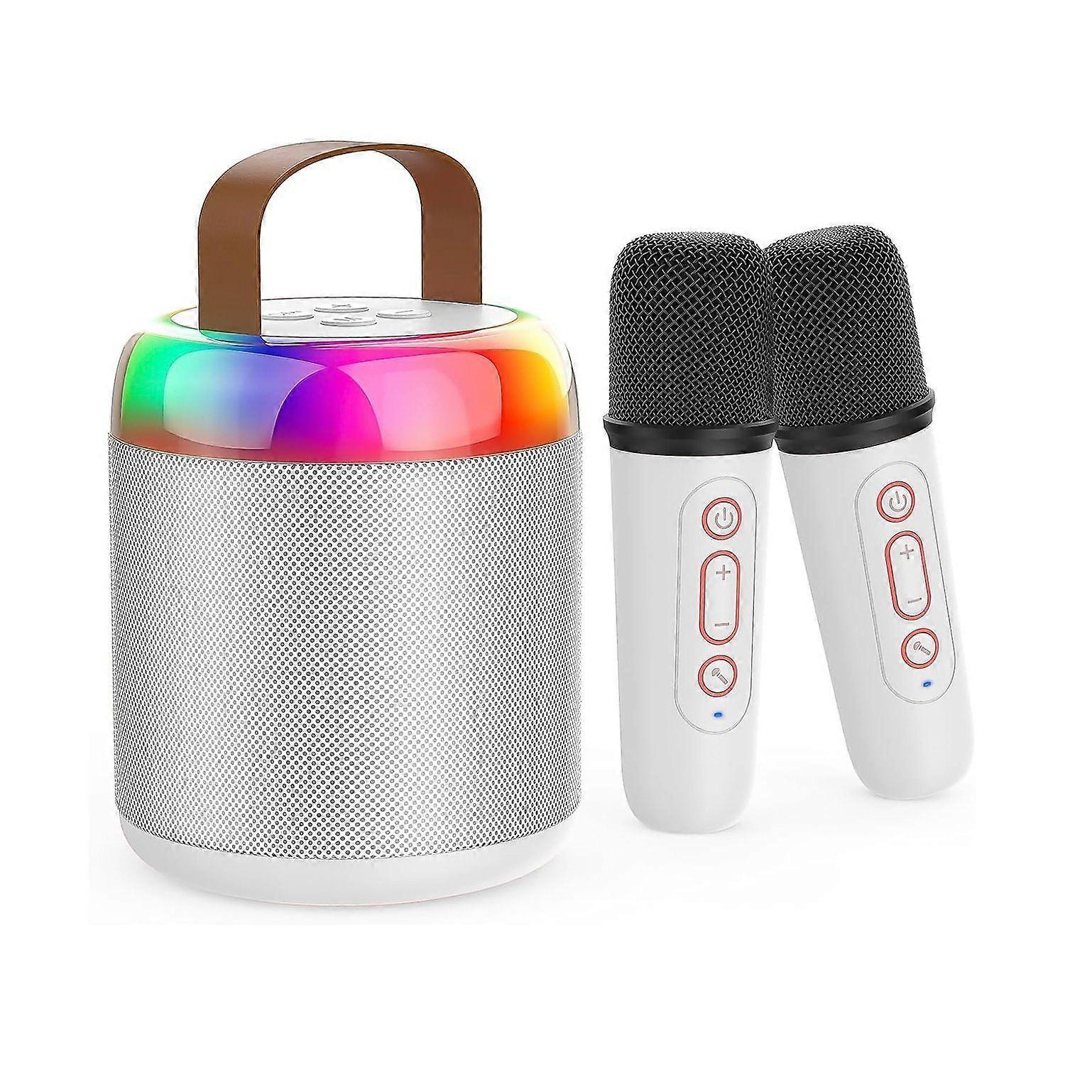Karaoke Machine with 2 Wireless Mini Karaoke Microphones, Portable Bluetooth 5.3, Audio Microphone All-in-One for Adults, Kids(White)