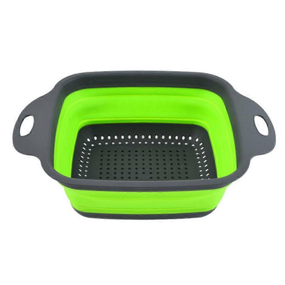 Silicone Folding Drain Fruit Vegetable Washing Basket Small Green