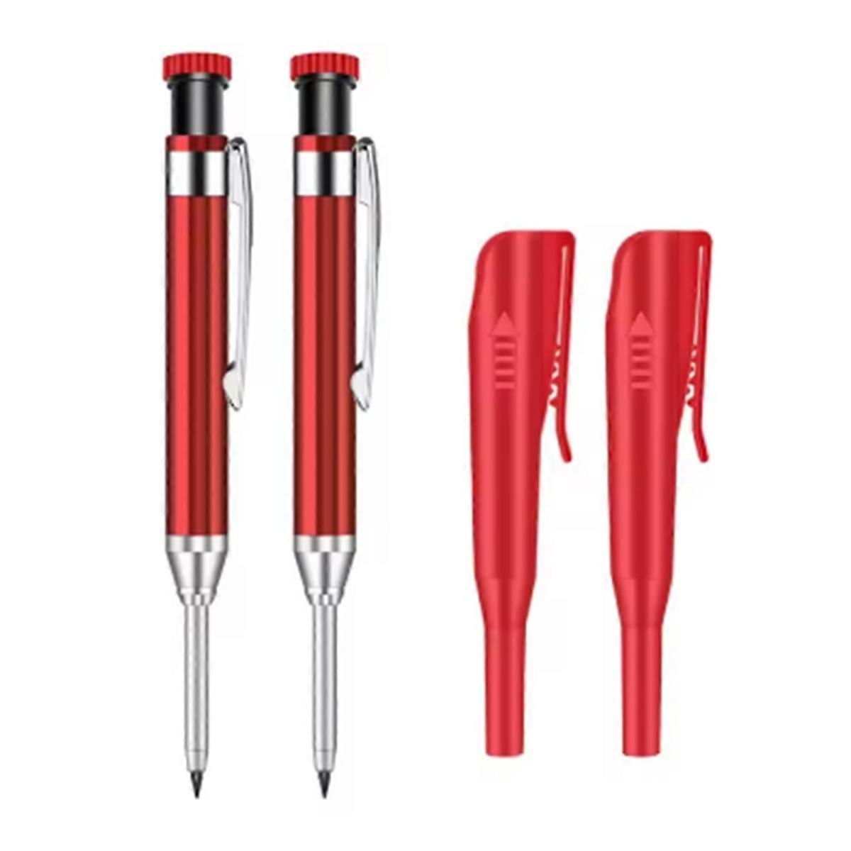 2pcs 2.8mm Metal Solid Carpenter Mechanical Pencil with Holder Deep Hole Mechanical Marker Stand Po