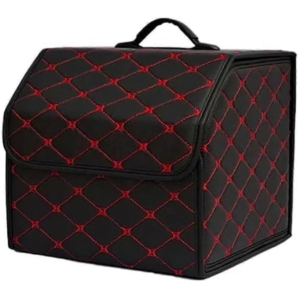 Car Trunk Organizer Box For Citroen C3 Aircross 2017 Leather Foldable Waterproof Car Boot Tidy Storage Box BlackRed