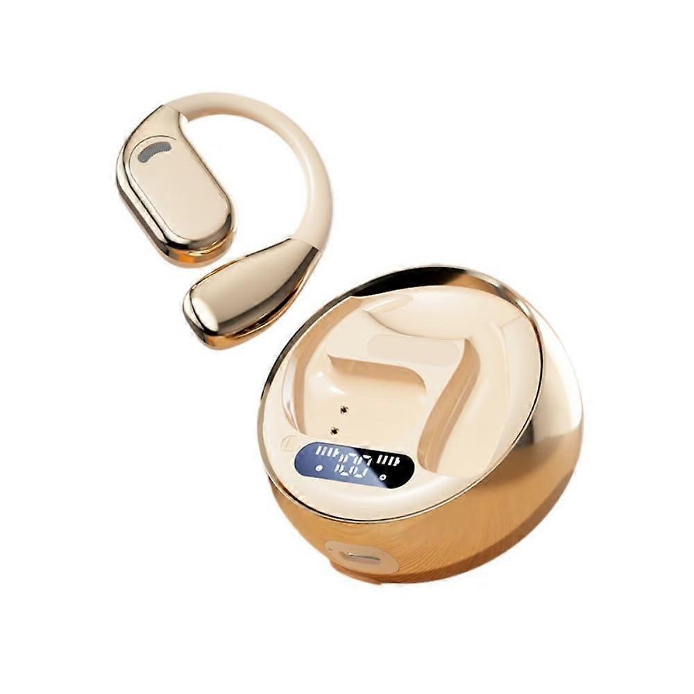 Wireless Bluetooth Headset Bluetooth 5.4 EarMounted Magnetic Charging Panoramic Sound LED Display Noise Reduction Beige
