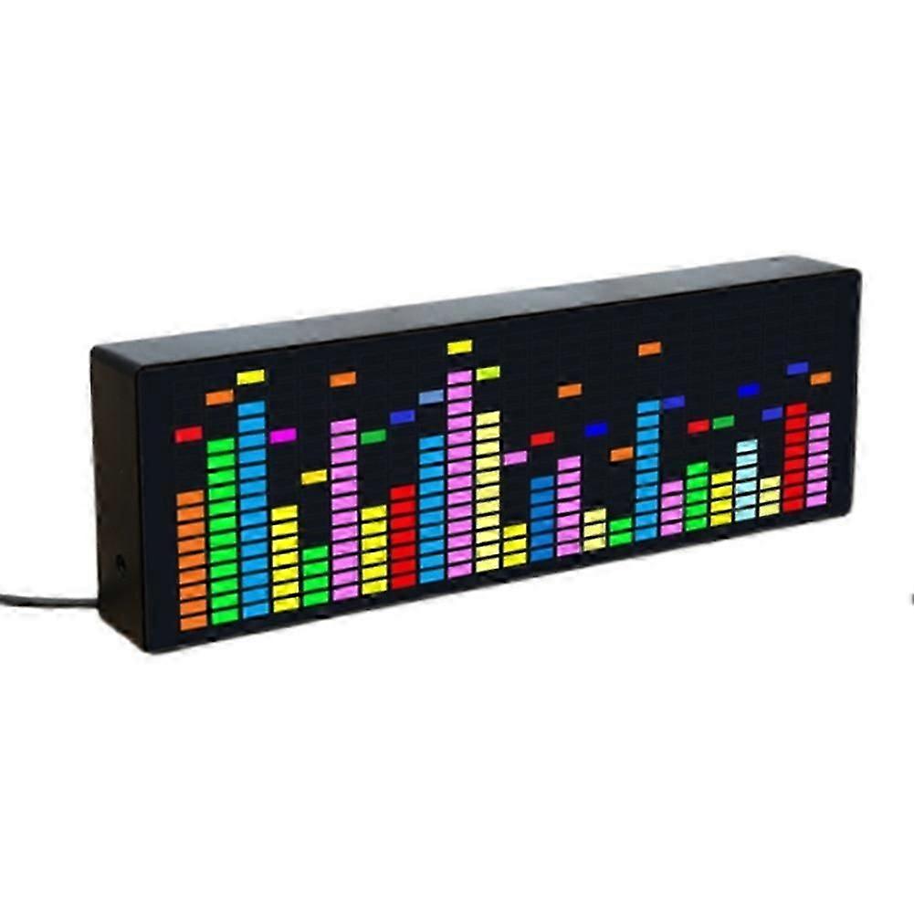 LED Music Spectrum Rhythm Lights Voice Sensor 1624 RGB Atmosphere Level Indicator with Clock Displa