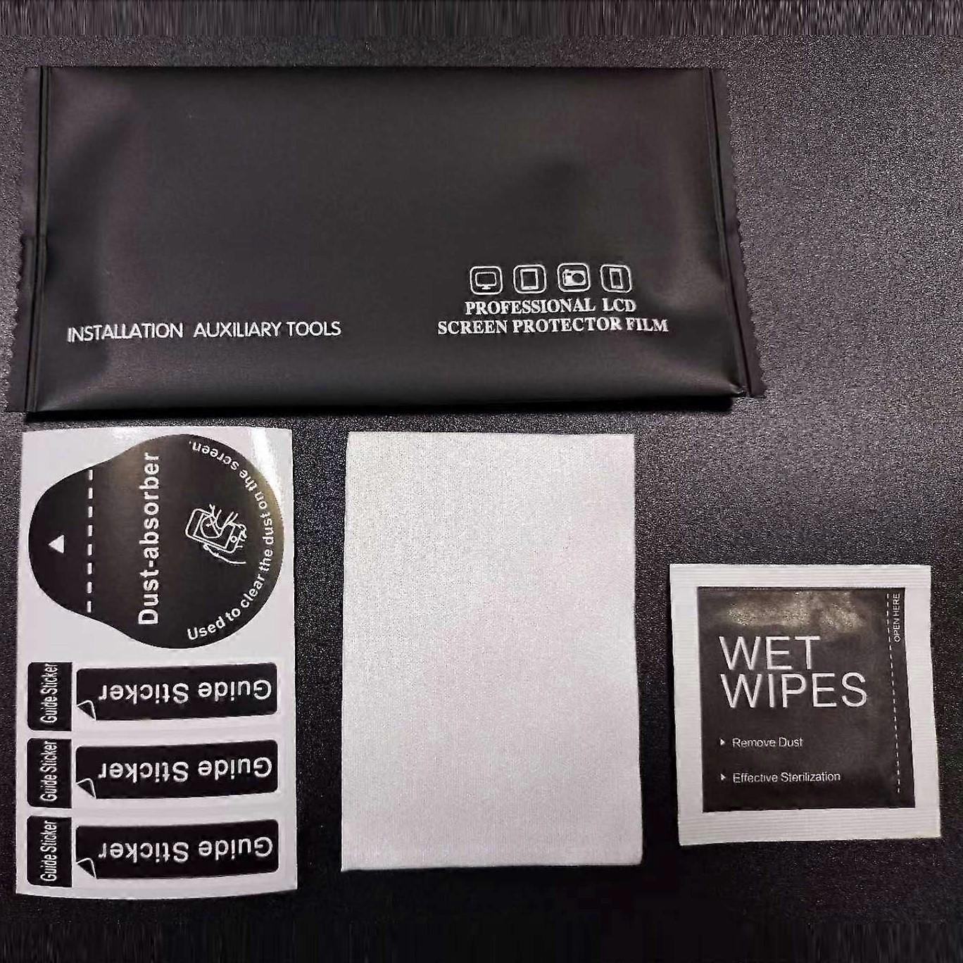 200 Set Tempered Glass Phone LCD Screen Protector Dust Removal Dry Wet Cleaning Wipes Paper Tools Set Alcohol Package Black