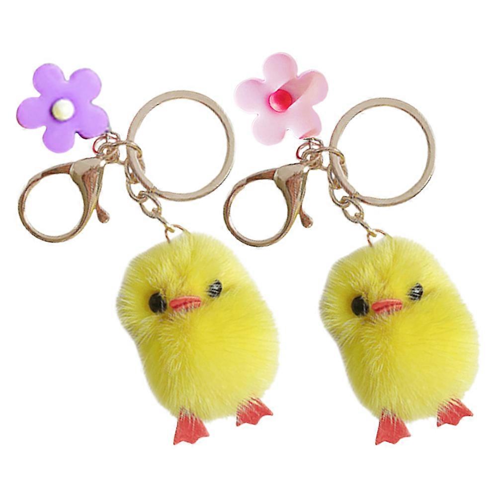Small Chicken Plush Keychain Cute Chick Toy for Hanging Keys 6Pcs
