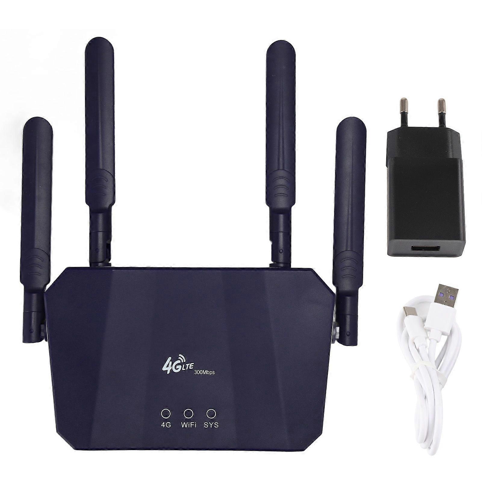 4G LTE Wireless Router Professional High Speed 300Mbps Mobile WiFi Hotspot with SIM Card Slot for Home Office 100240V EU Plug