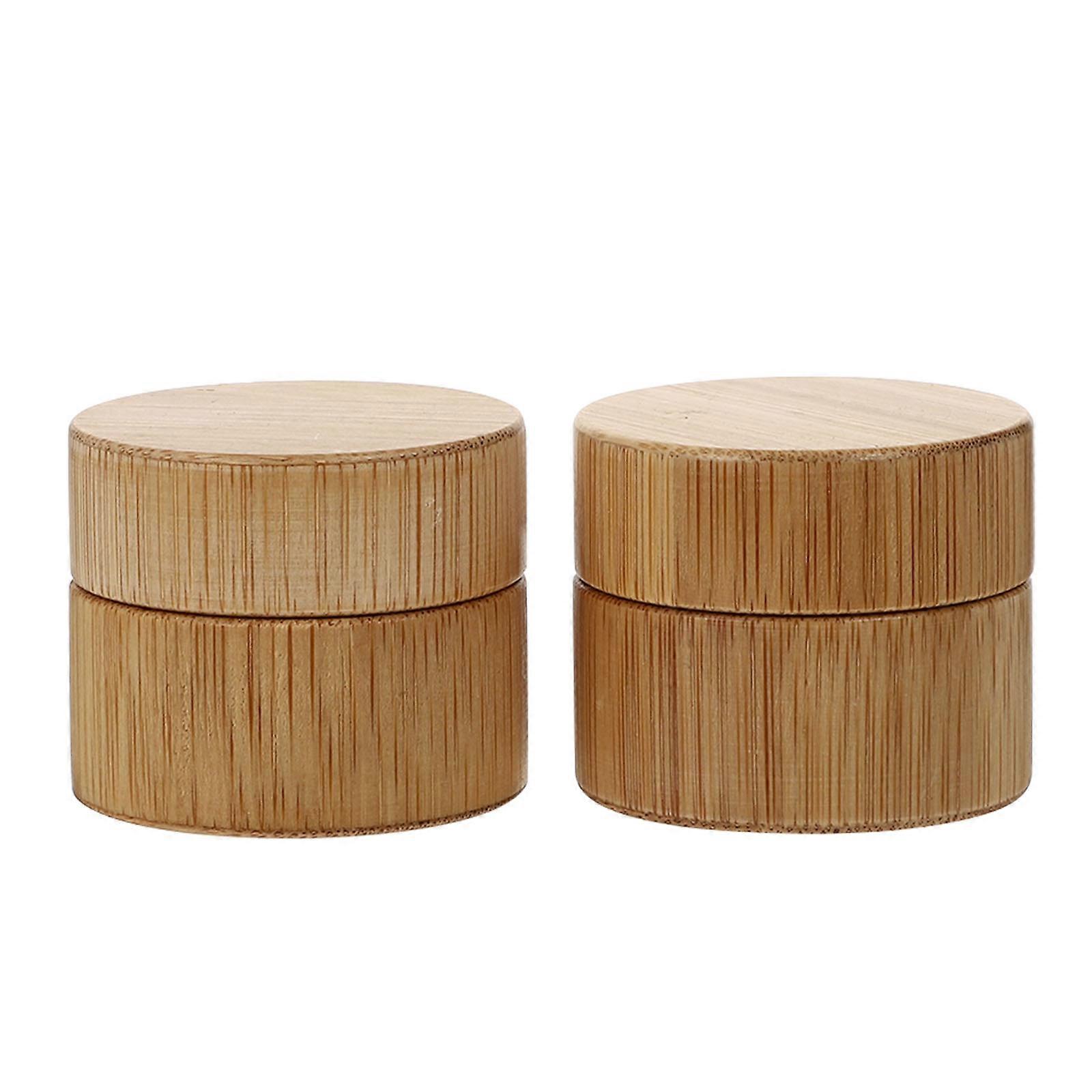 Refillable Multipurpose Cream Bottles Bamboo Storage Containers 2Pcs