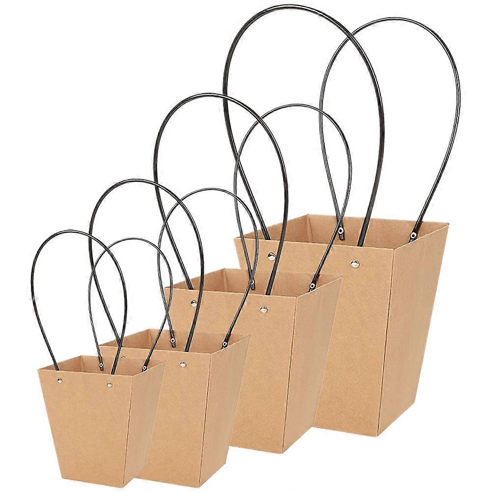 Flower Wrapping Bags Kraft Paper Bouquet Bag with Handle for Flower 4Pcs