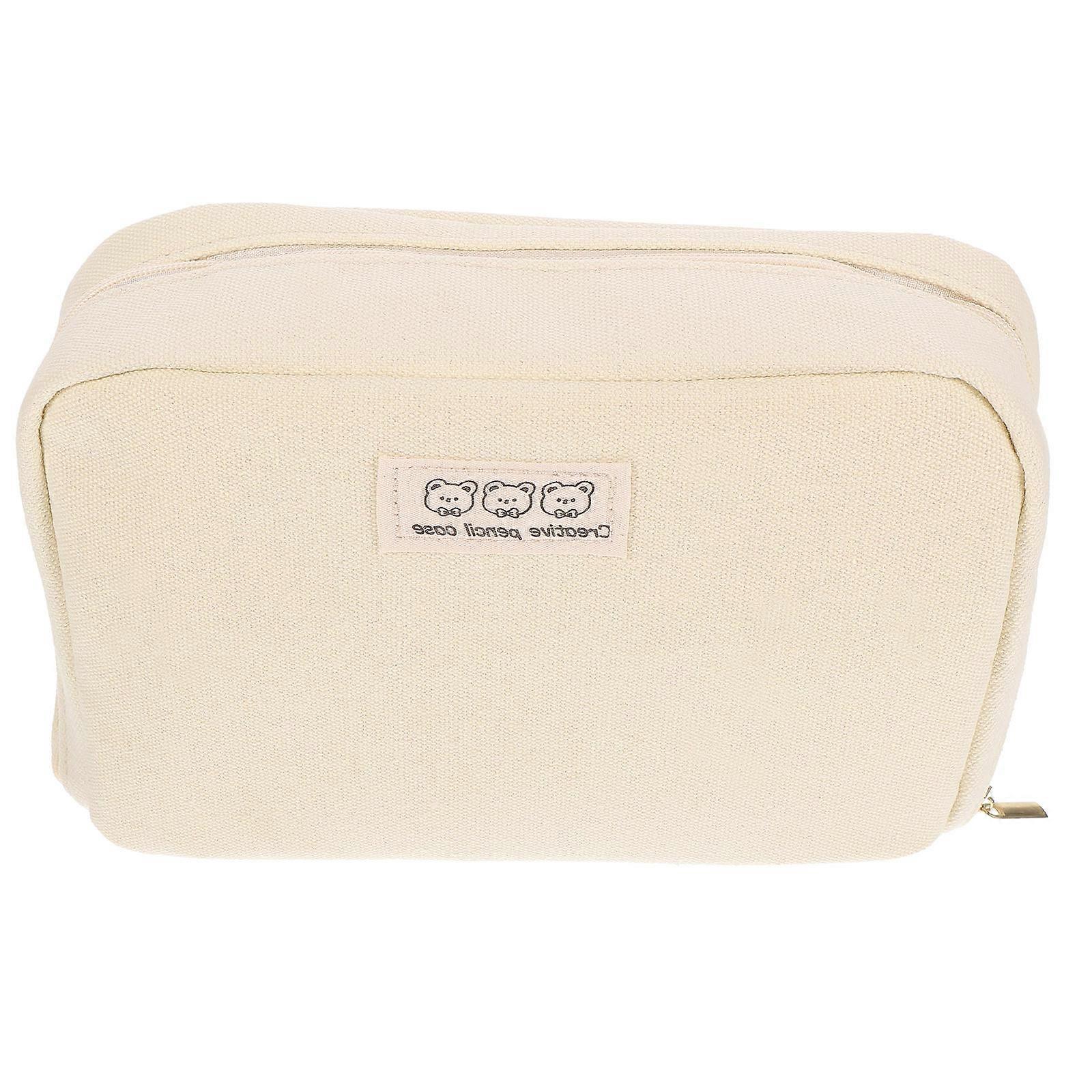 Portable Storage Bag Travel Storage Bag for Toiletry Holding 2Pcs Canvas Beige