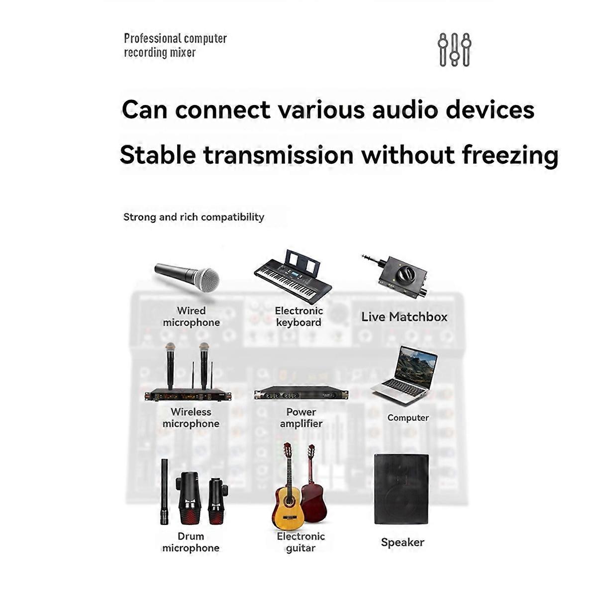 4 Channel Bluetooth Audio Mixer for Studio Stage DJ Home EU Plug