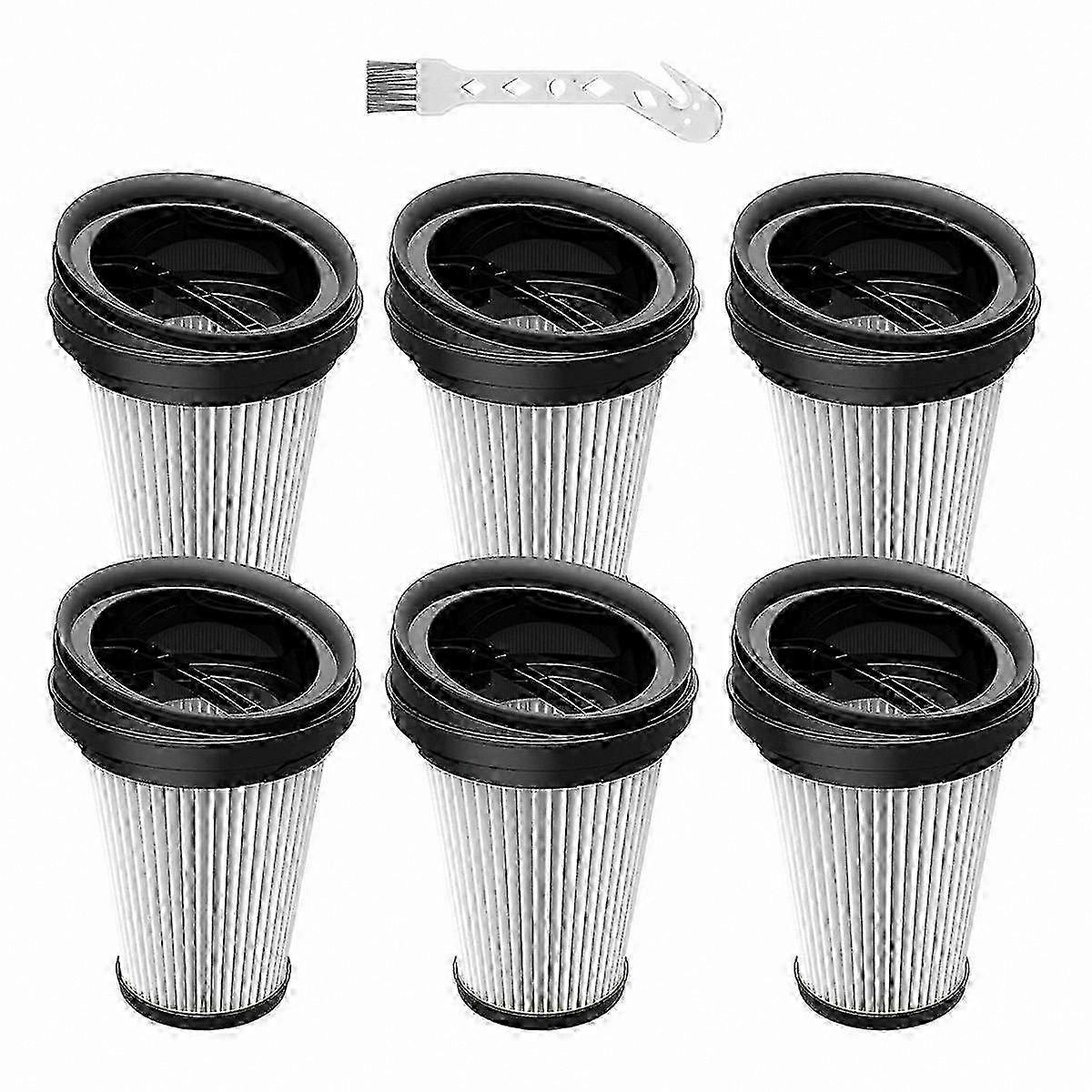 6-Pack Replacement Filters for 2-in-1 Cordless Handheld Vacuums, Compatible with Multiple Models
