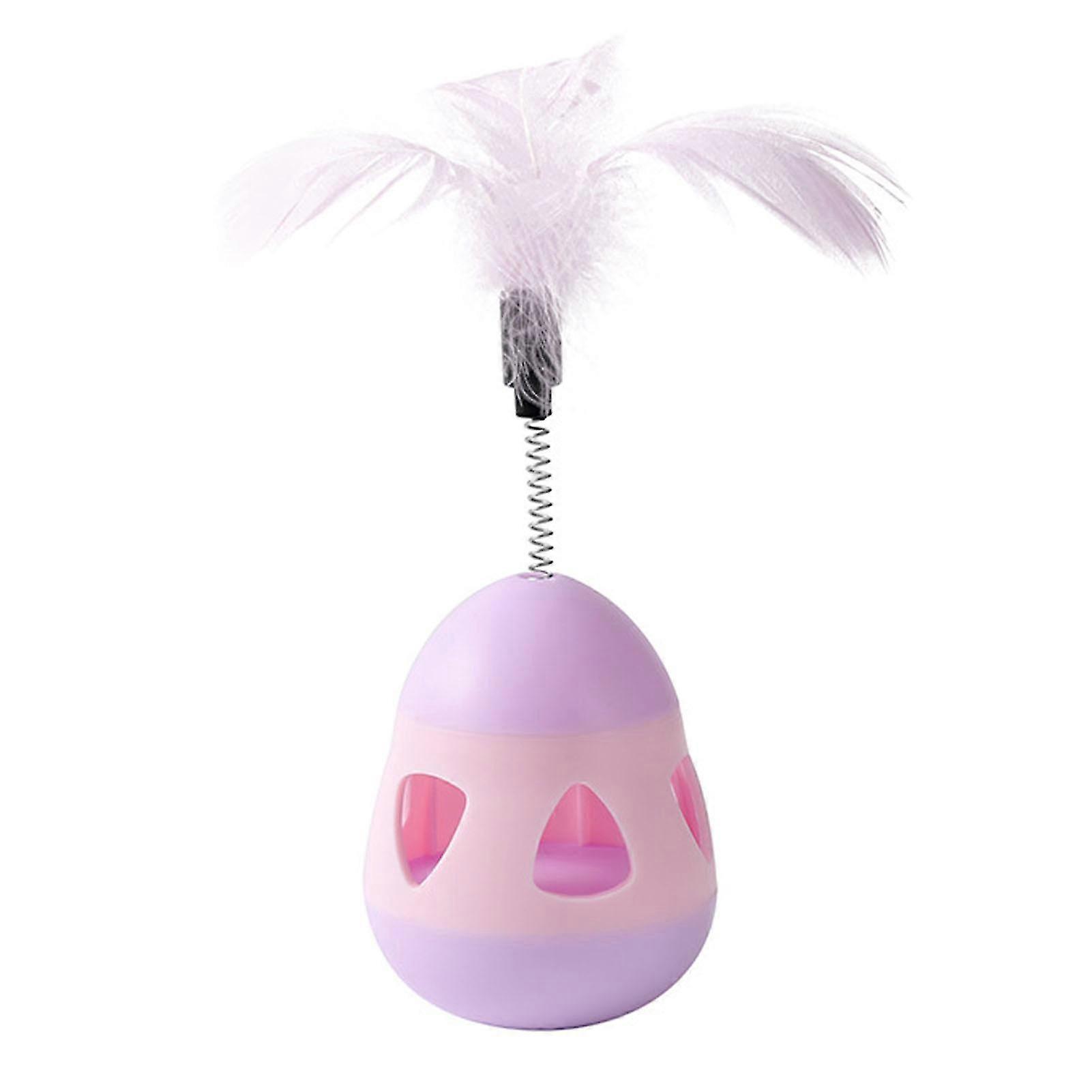 Interactive Cat Treat Dispenser Toy with Feather, Prevents Tipping 2025