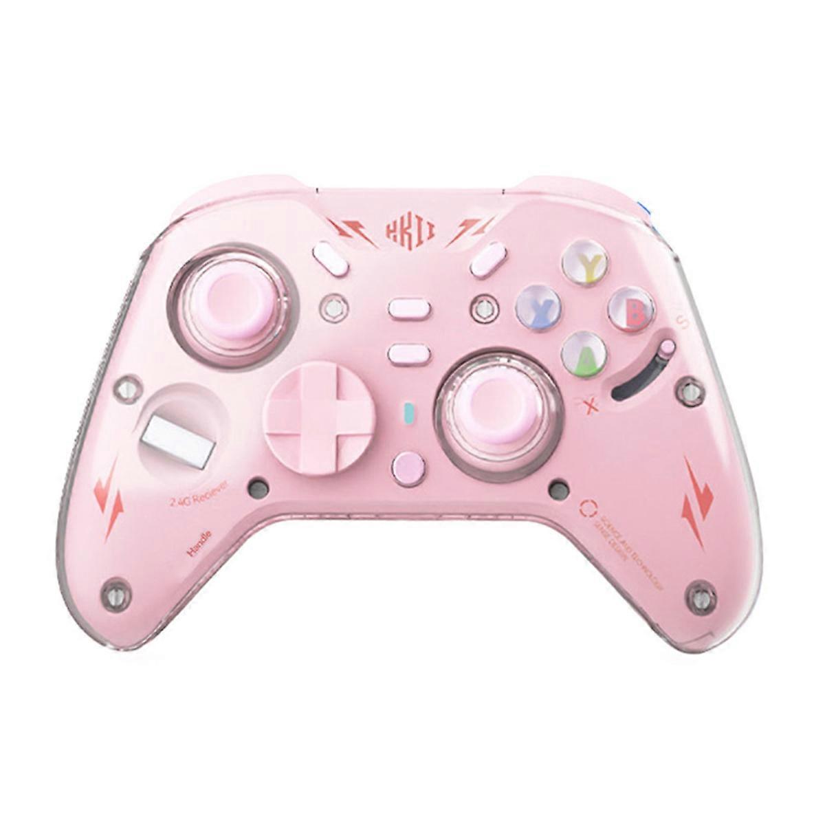 Wireless Bluetooth Game Controllers Tri Mode Gamepad Hall-Effect Linear Joystick 1000Hz Gamepads for PC NS Phone Pink