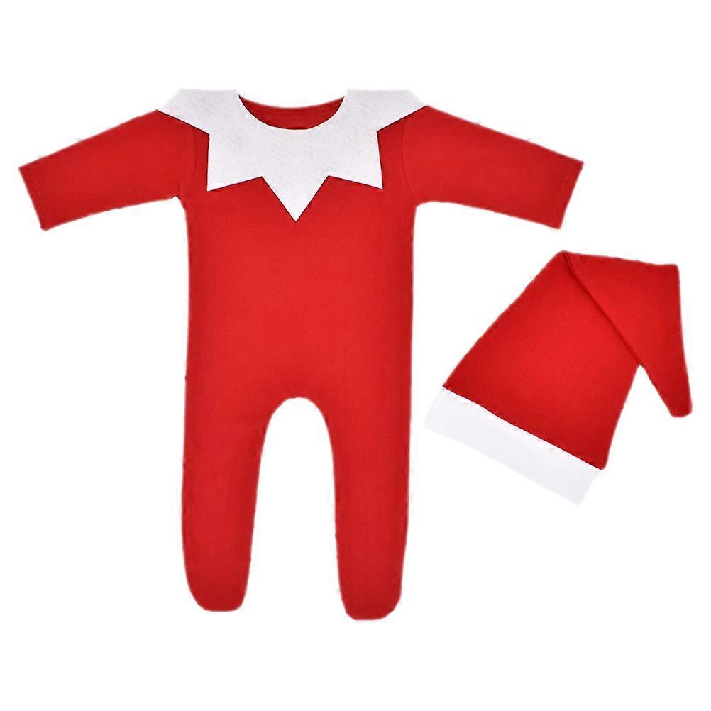 Baby Romper Photography Outfit for 2Sets with Hat and Collar Red