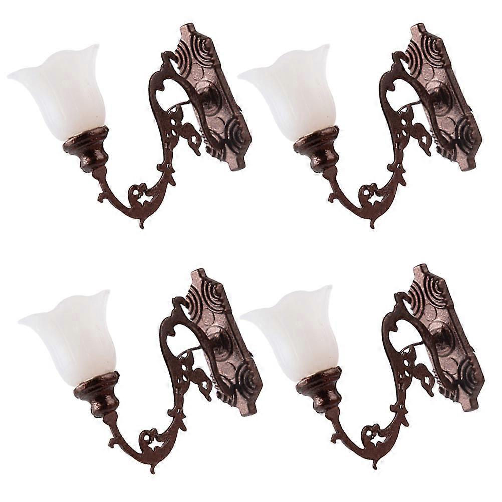 Tiny Wall Lamp Model for Decoration 4Pcs Sand Table Miniature Lights