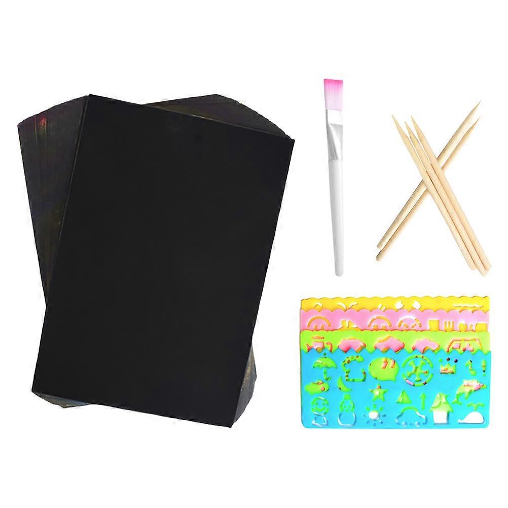 Black Scratch Paper Set for Kids 2Sets Paper Arts and Crafts Tools