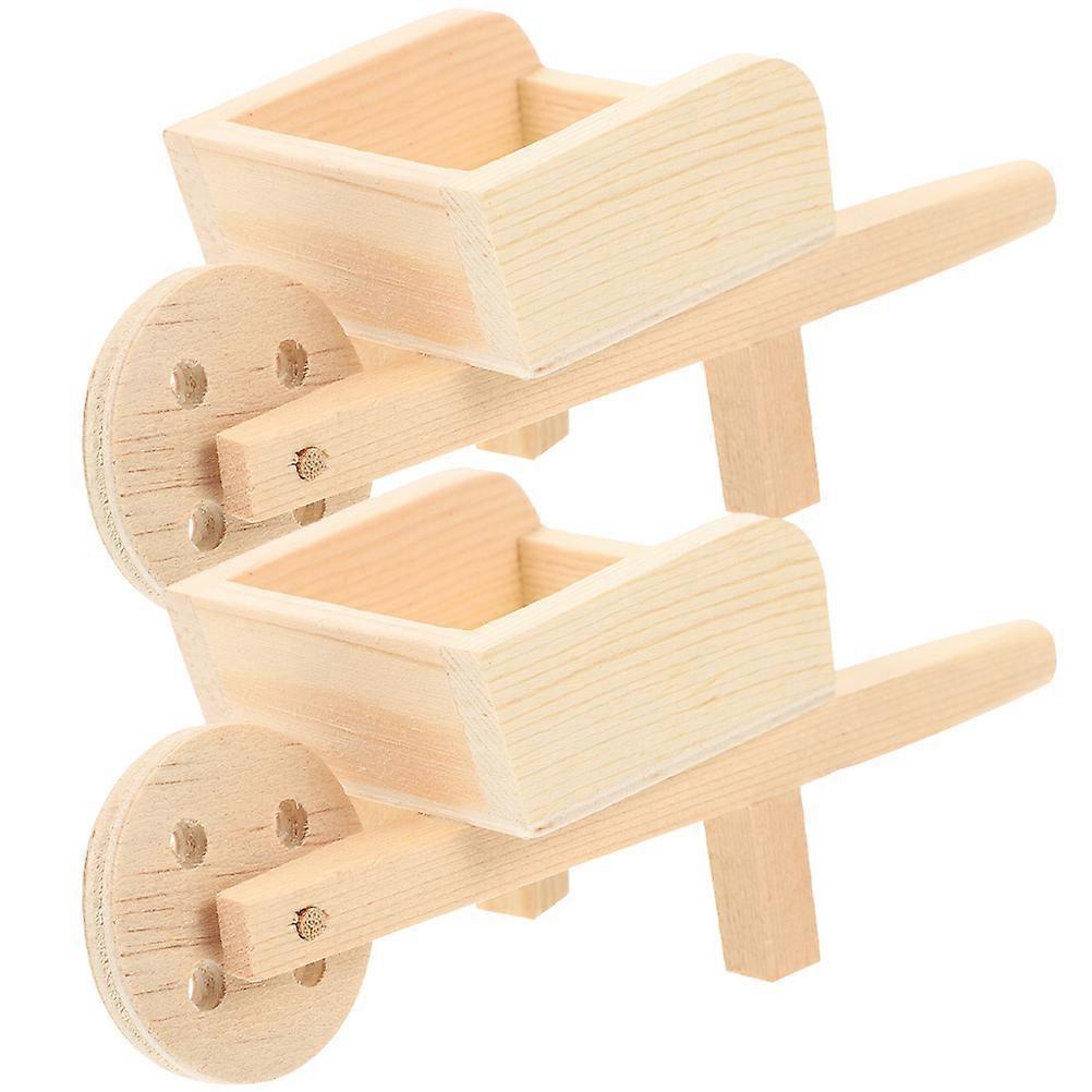 Mini Wood Wheelbarrows Doll House Decor for 6Pcs Set