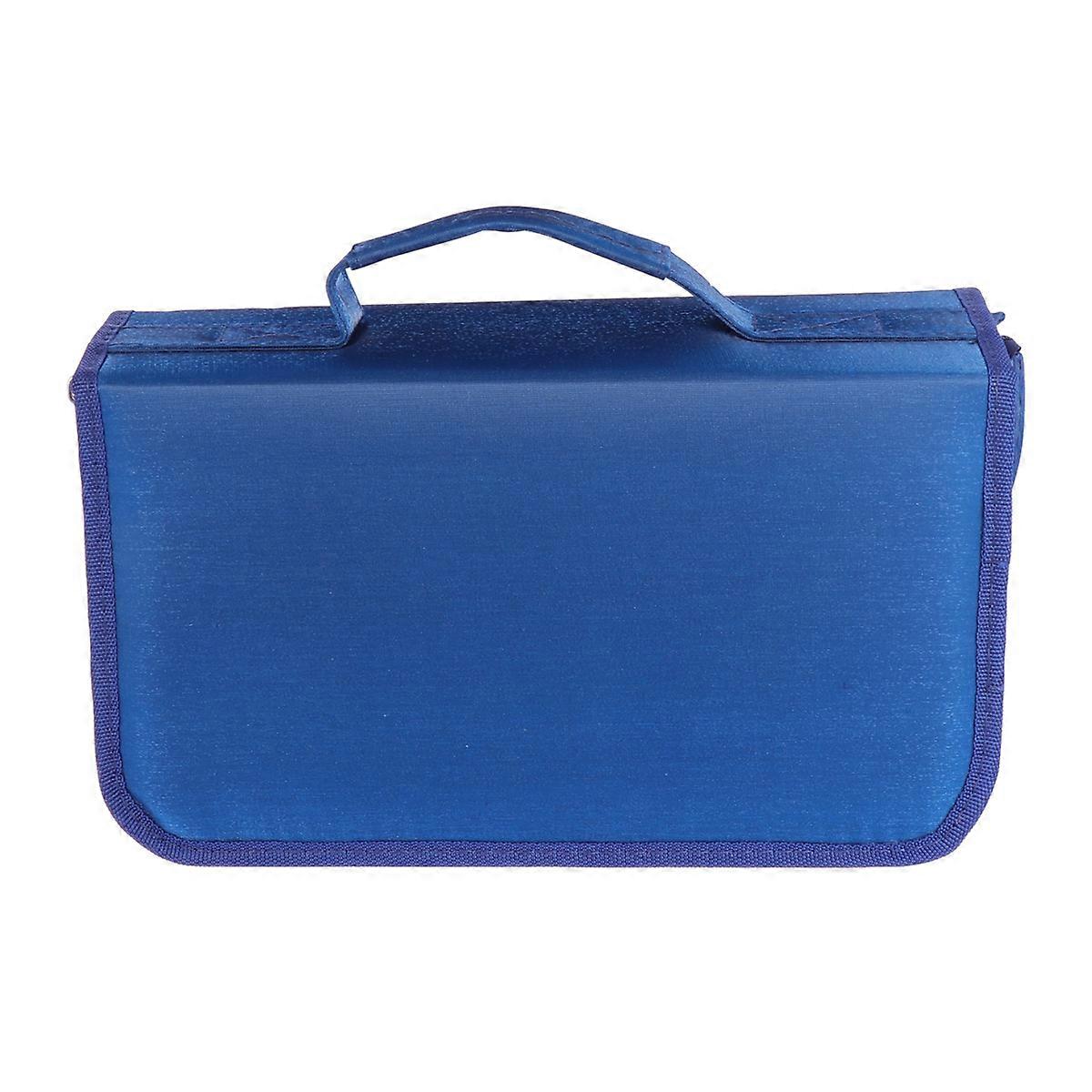 Blue Mercerized Cloth Cd Bag for Storage Use Large Capacity 3Pcs