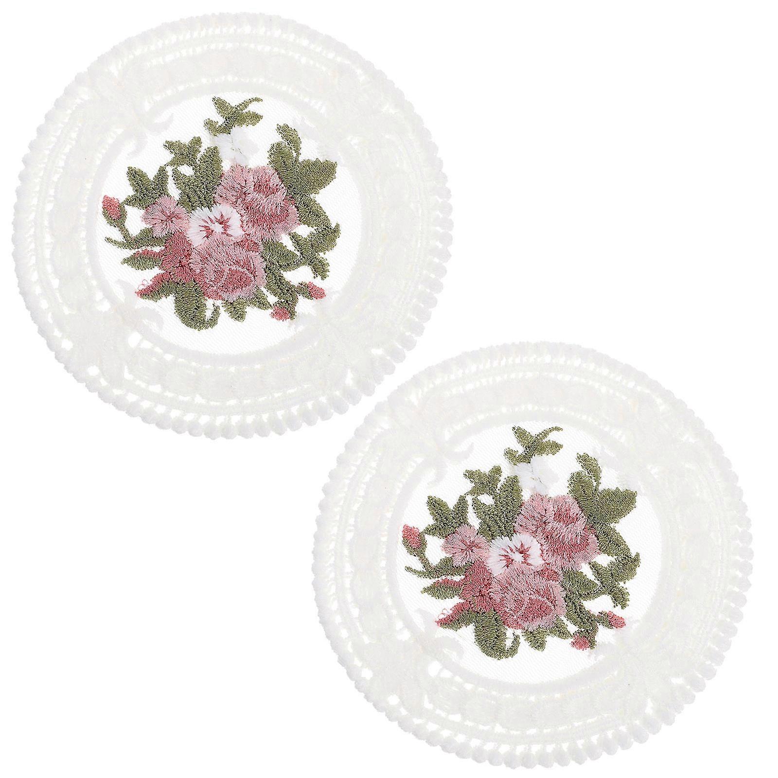 Embroidered Flower Coaster Lace Doilies for Decoration 4Pcs Pack