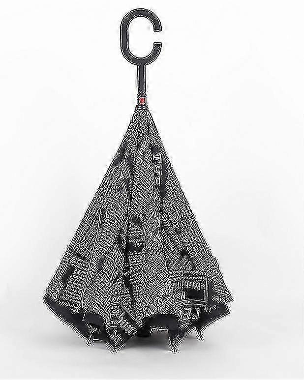 25-26 C-handle Parasol Folding Rain Windproof Umbrella Double Layers Inverted Reverse