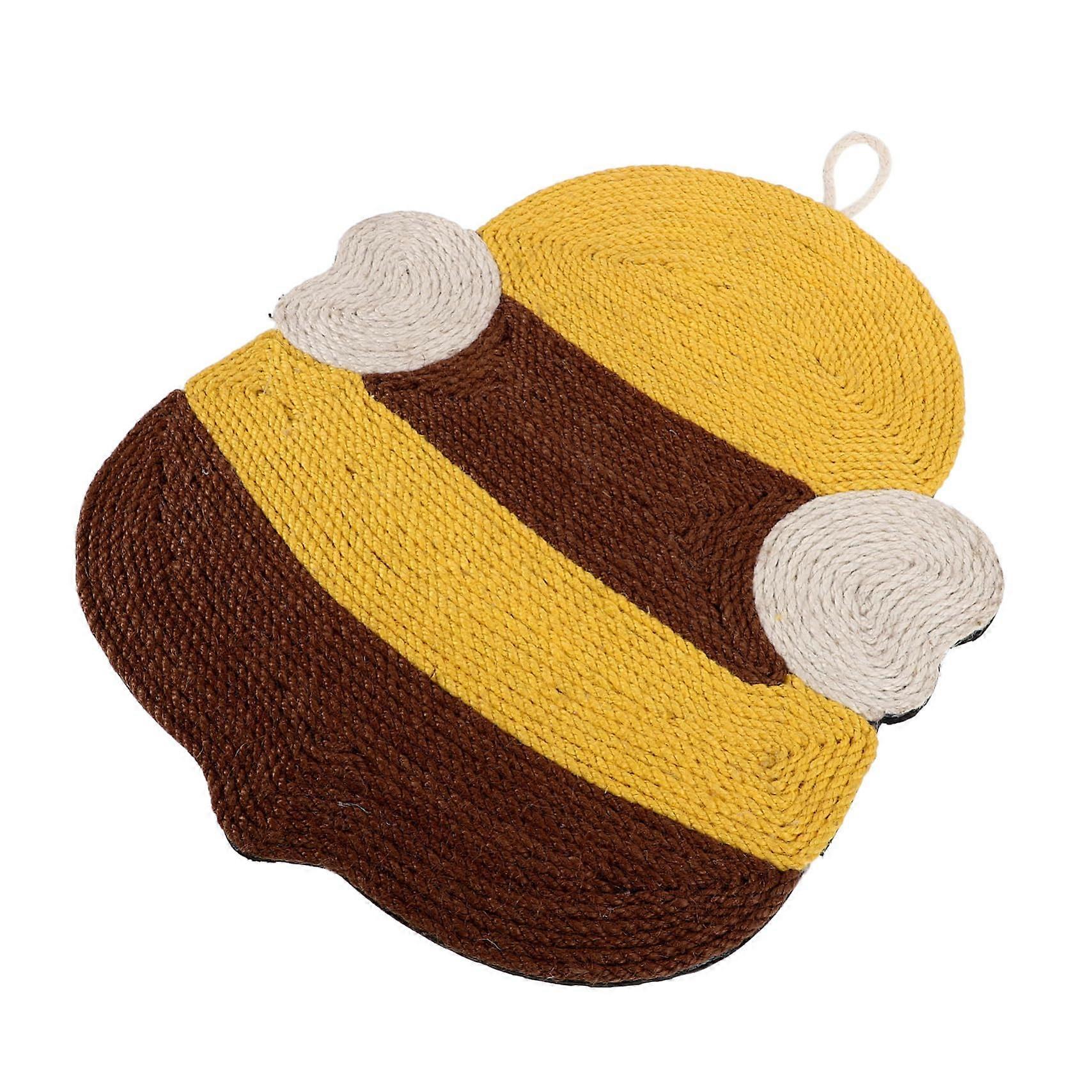 Cat Scratch Pad WallMounted Sisal Scratcher Mat Resting Pad Sofa Scratch Prevention Bee Yellow