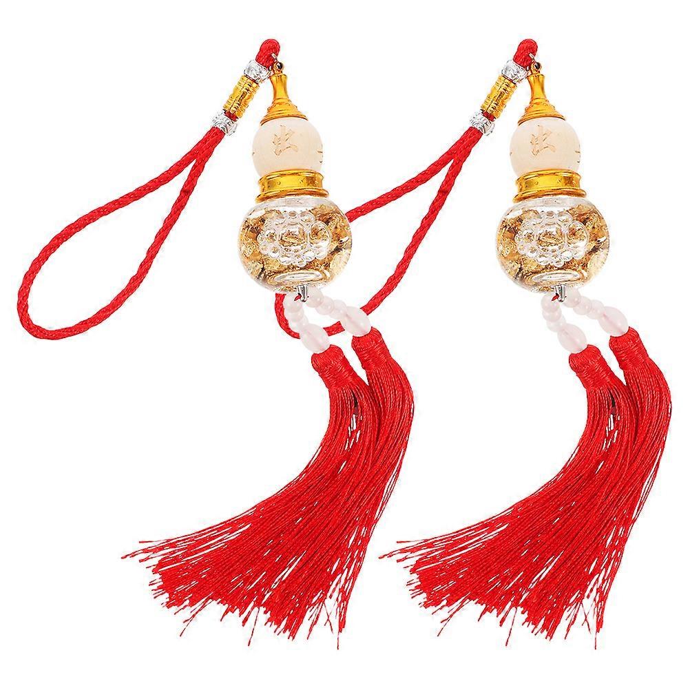 10Pcs Car Rearview Mirror Hanging Ornaments Gourd with Double Tassel for Interior