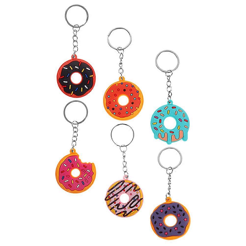 Donuts Keychains Doughnut Design Pendant for Decoration Use 6Pcs Simulation Style