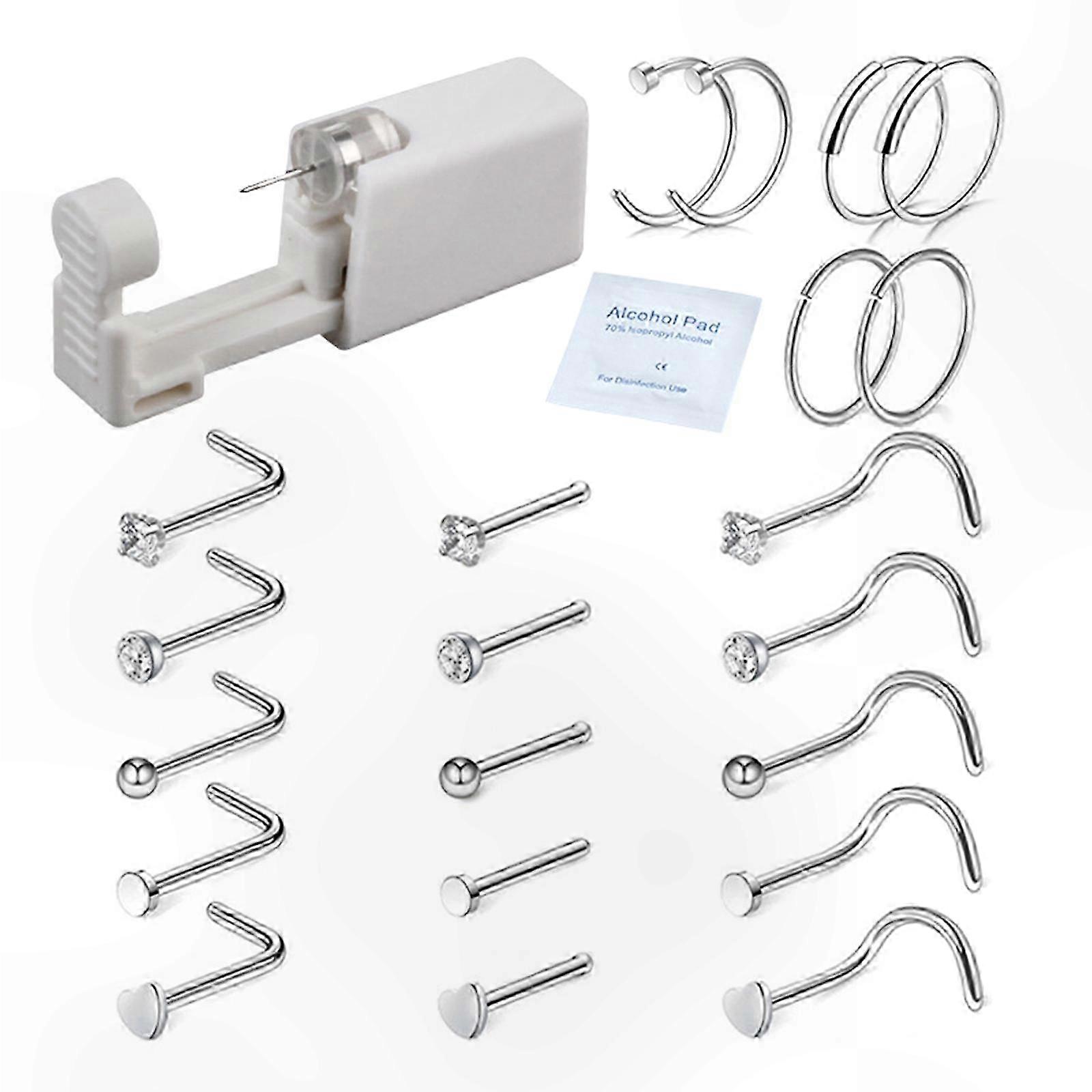 Safe Nose Piercing Kit with Disposable Tool for Hygienic Ring Insertion