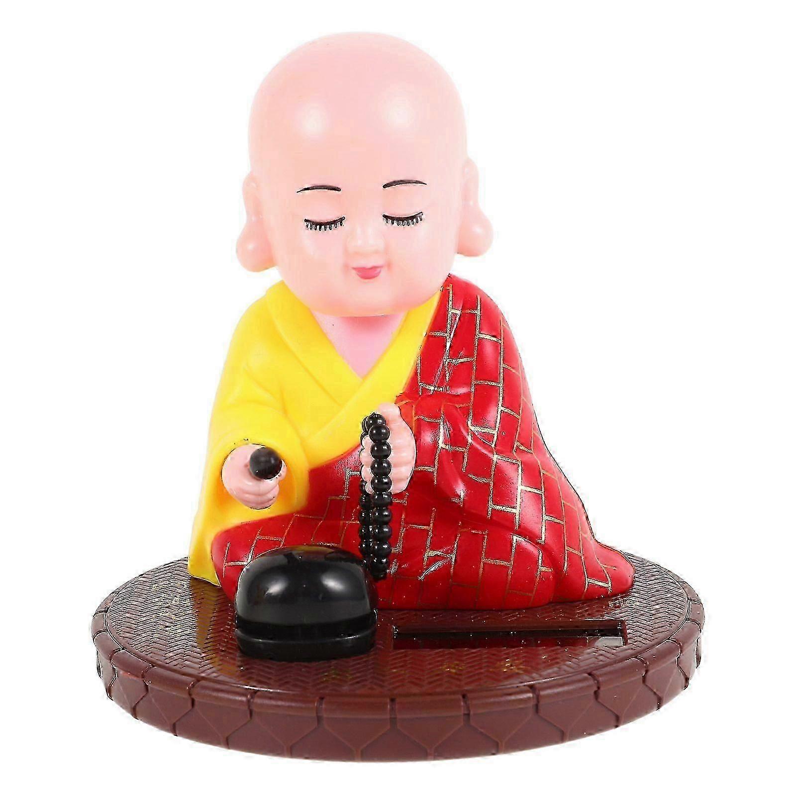Solar Powered Shaking Head Buddha Monk Fun Car Dashboard Decoration Bobblehead Toy For Car Dashboard Home And Office Decor