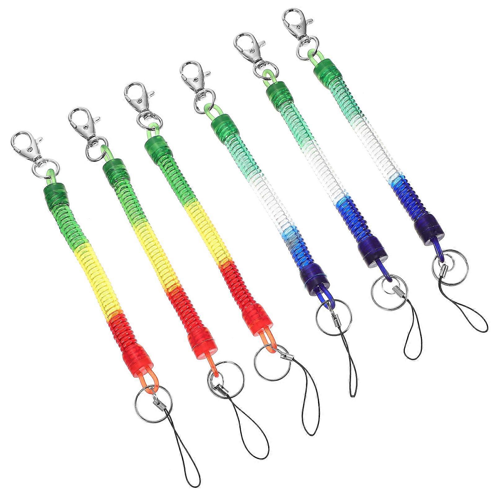 Spring Key Chain Coil Retractable for Keys 6Pcs Assorted Color Tpu Alloy