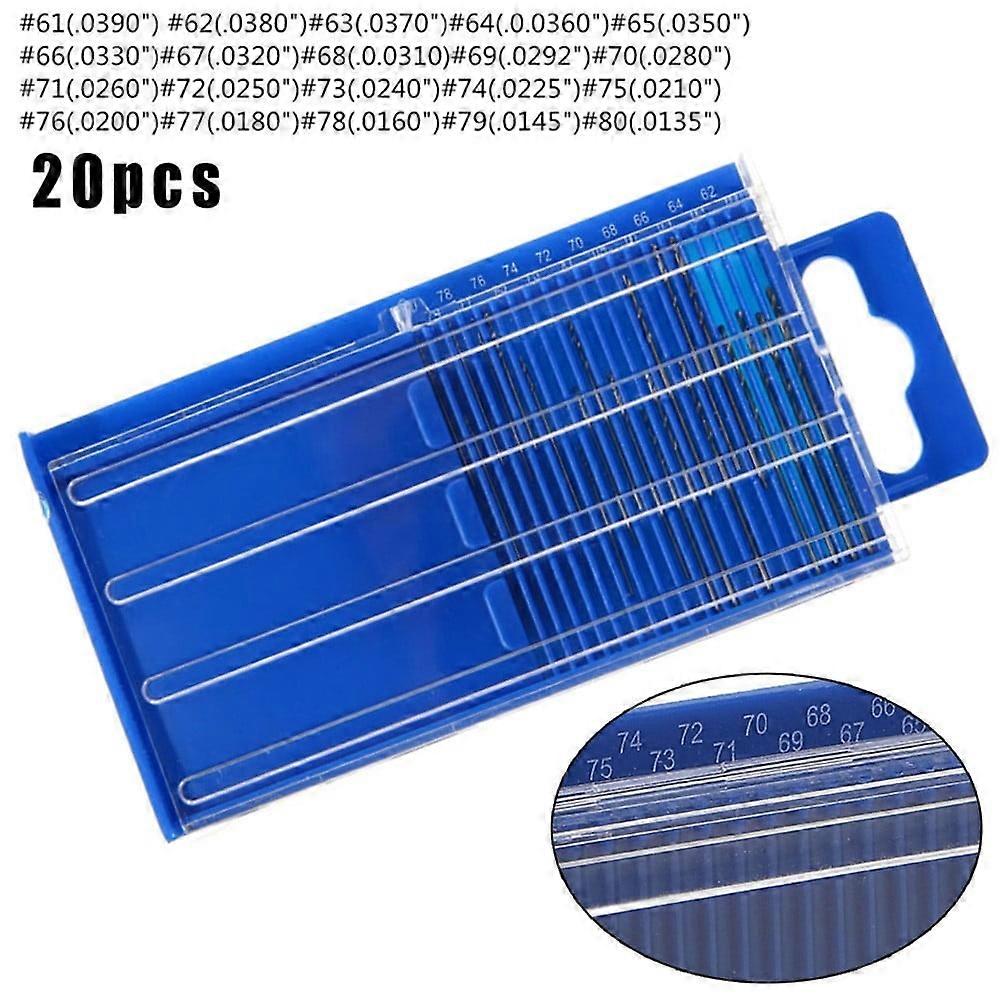 GLFSIL 20Pcs #61-#80 Mini Imperial Drill Bit Set HSS Inch Drill Micro Drill Bits Set