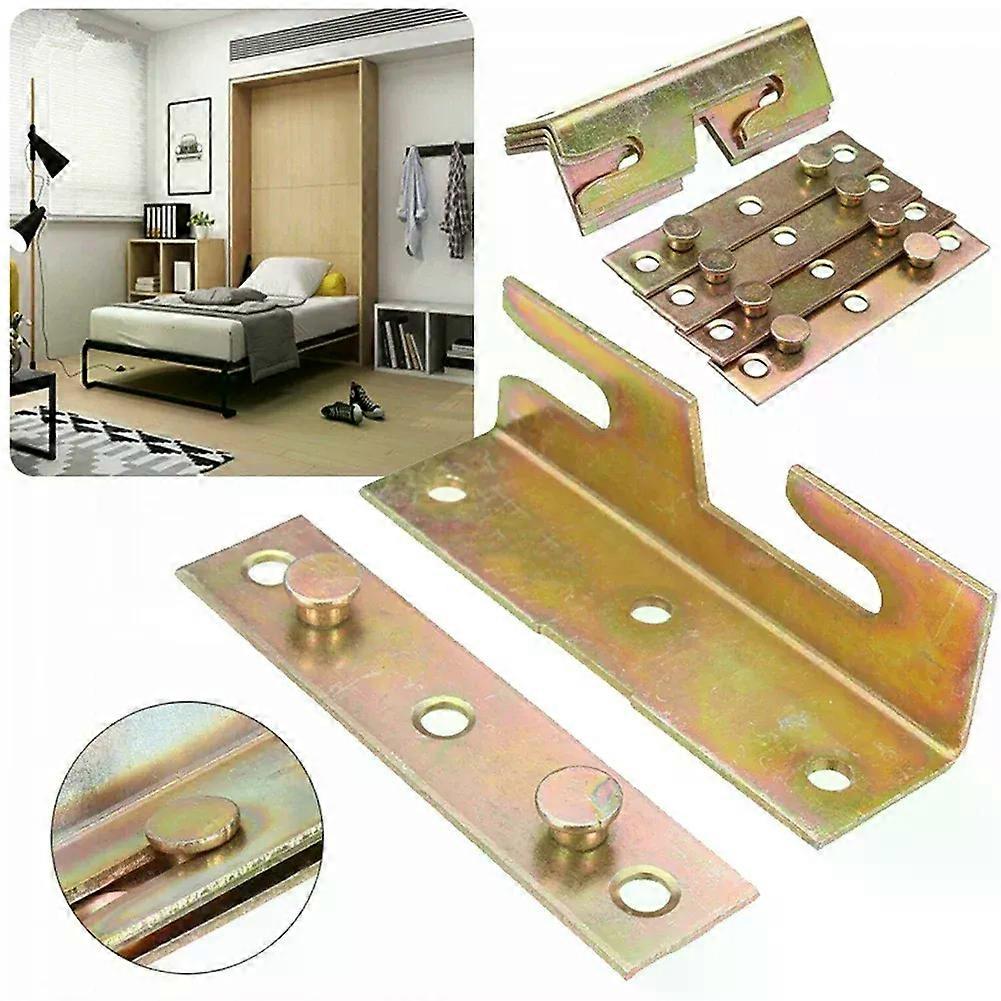 4 Sets Non-Mortise Bed Furniture Hinge Fixing Connector Rail Bracket For Insert Accessories Pendant Cabinets Countertops