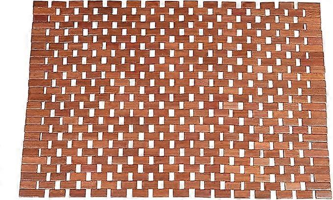 Tapis de bain en teck antidérapant avec pieds en caoutchouc 70 x 50 cm