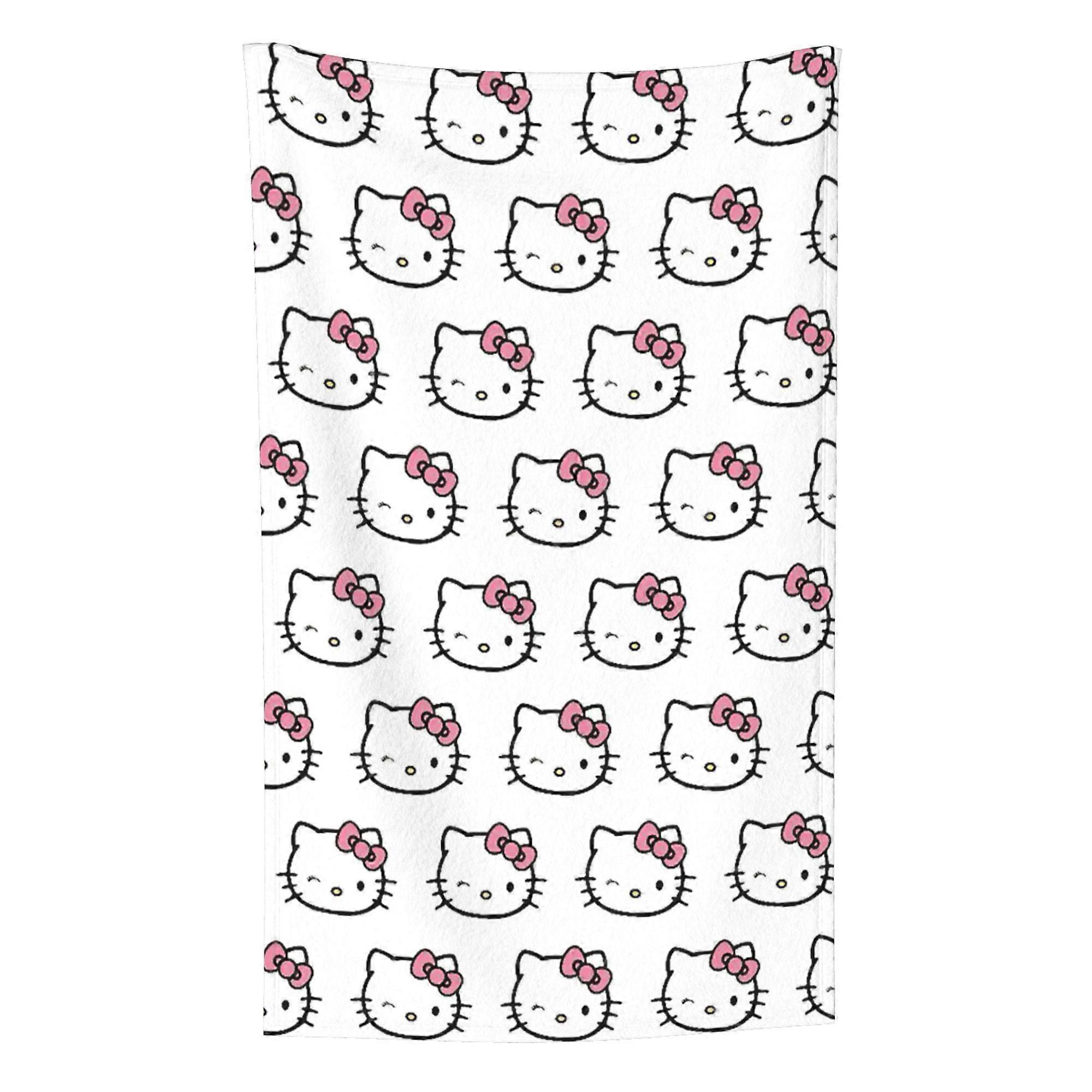 Hello Kitty Pattern Lightweight Soft Flannel Blanket Suitable for Cat Lovers Sofa Living Room Comfortable Plush Blanket 32x48in (Vertical)