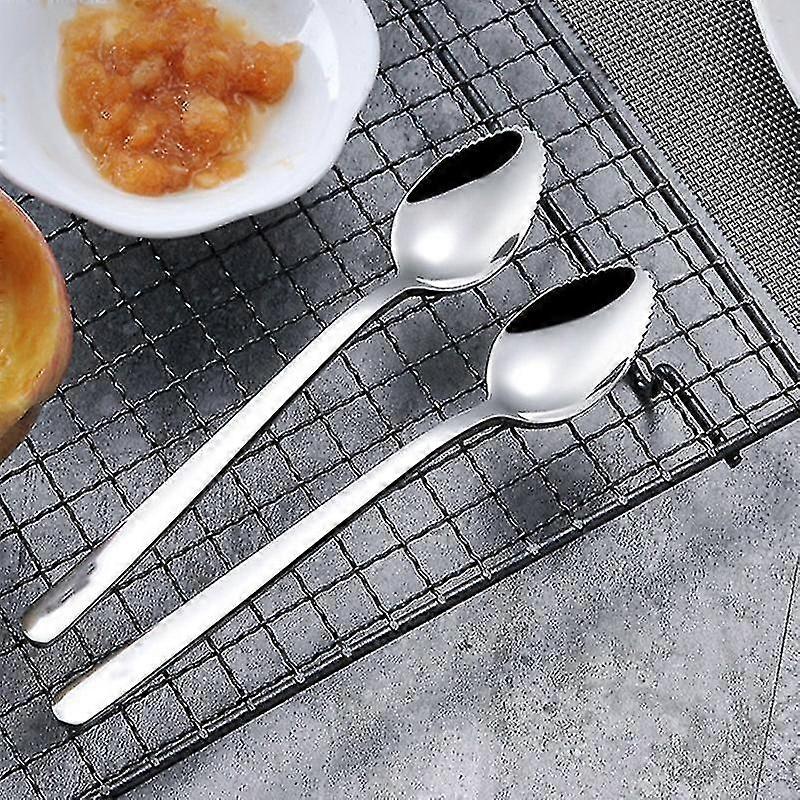 Stainless Steel Grapefruit Scraper Spoon Serrated Sawtooth Edges Long Handle Kitchen