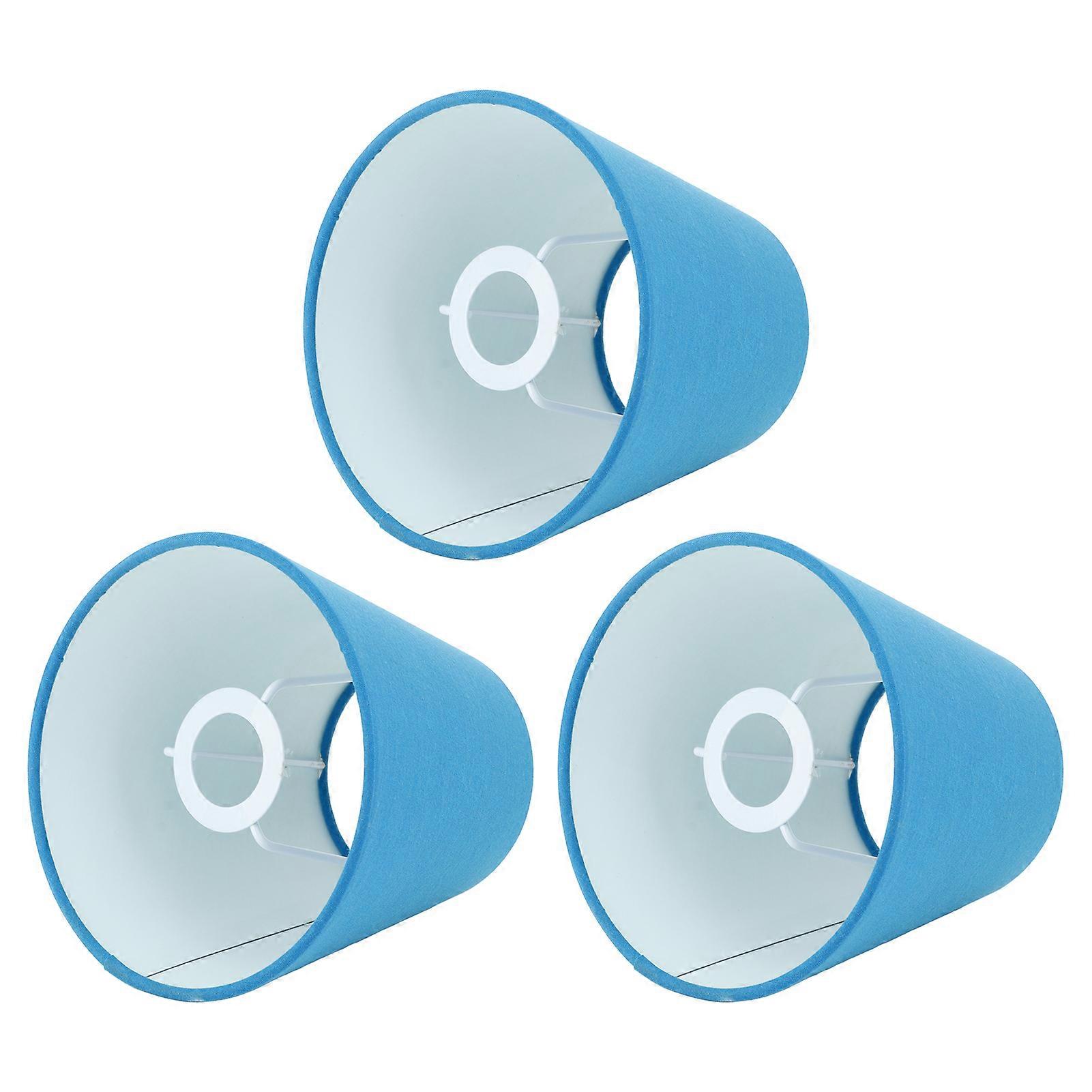 3pcs Cloth Fabric Lampshade Innovative E14 Intervention Type Modern Fabric Lampshade Dust Cover for Bedroom Bedside Retro Blue 