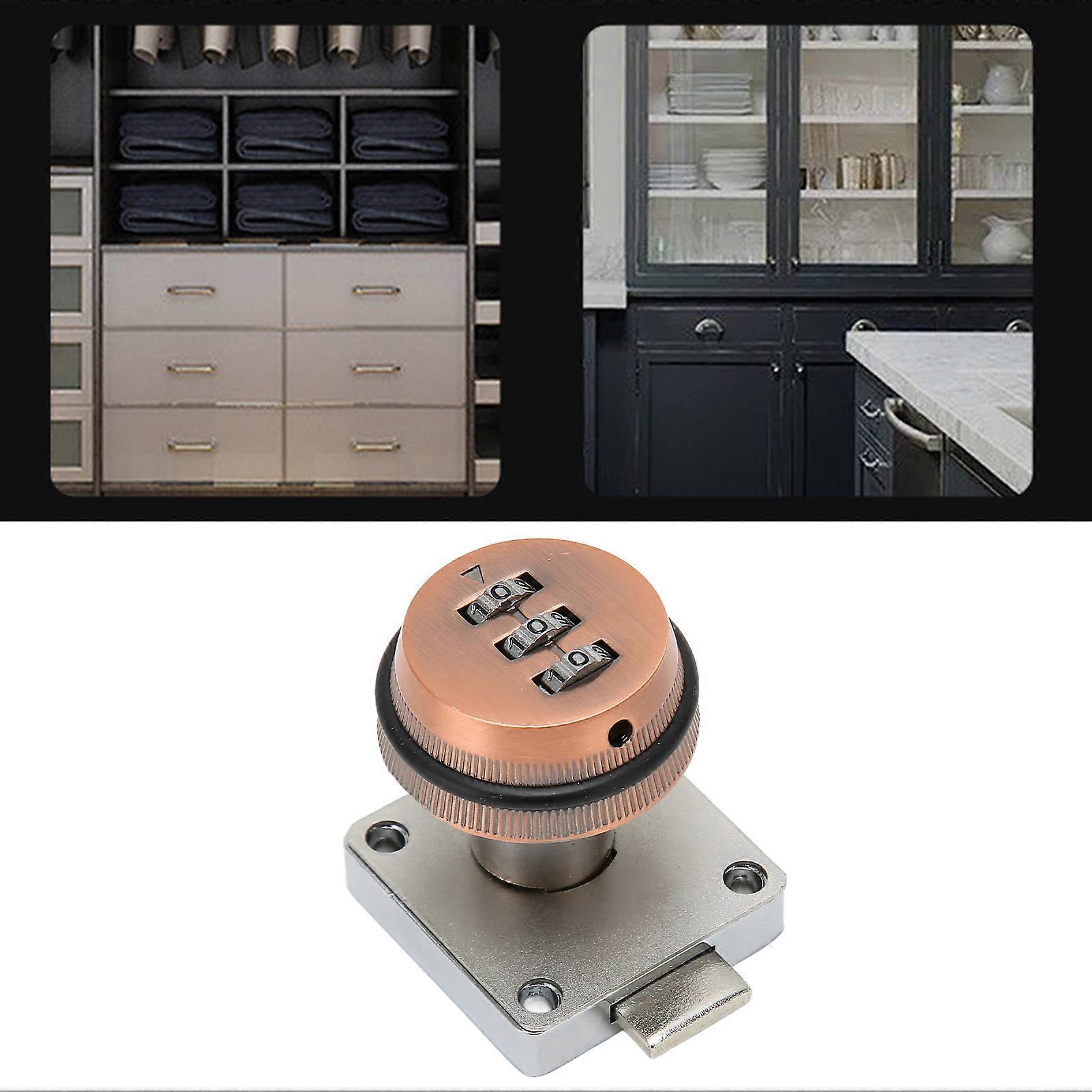Combination Cam Lock Zinc Alloy Keyless Password Drawer Lock for Home Office Wardrobe Locker Bronze 