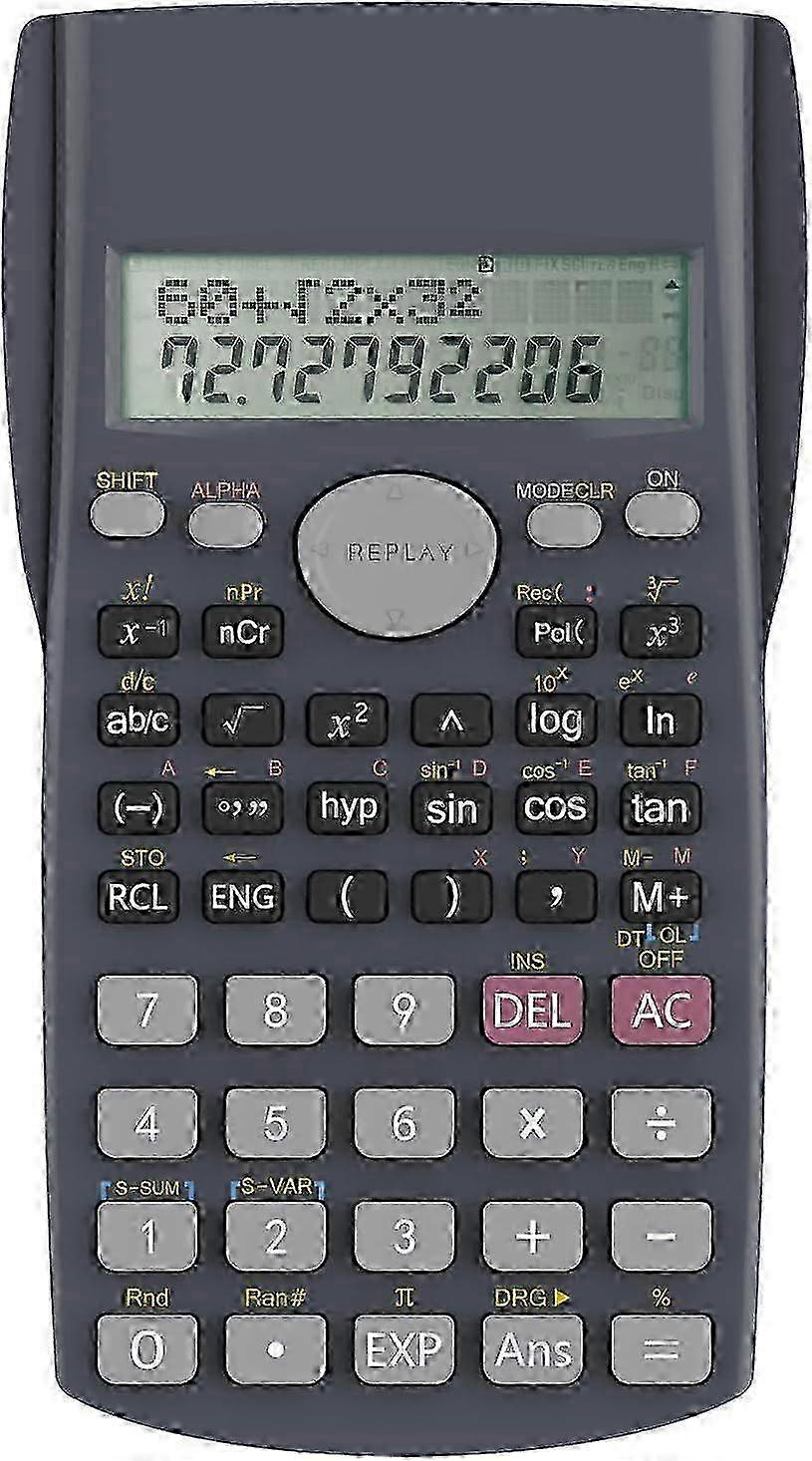 2-Line Engineering Scientific Calculator, Suitable for School and Business, Black