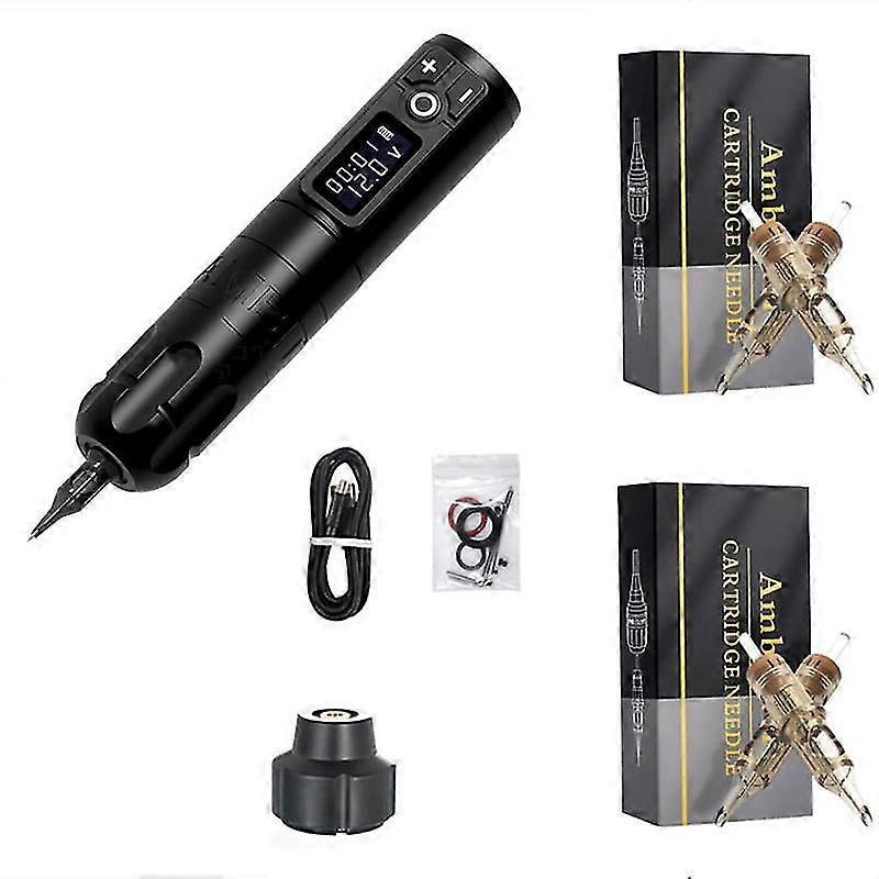 שאפתנות חייל אלחוטי מכונת עט קעקוע סוללה עם כוח נייד מנוע ללא ליבה 1950ma/h סוללה 40pcs מחט מחסנית