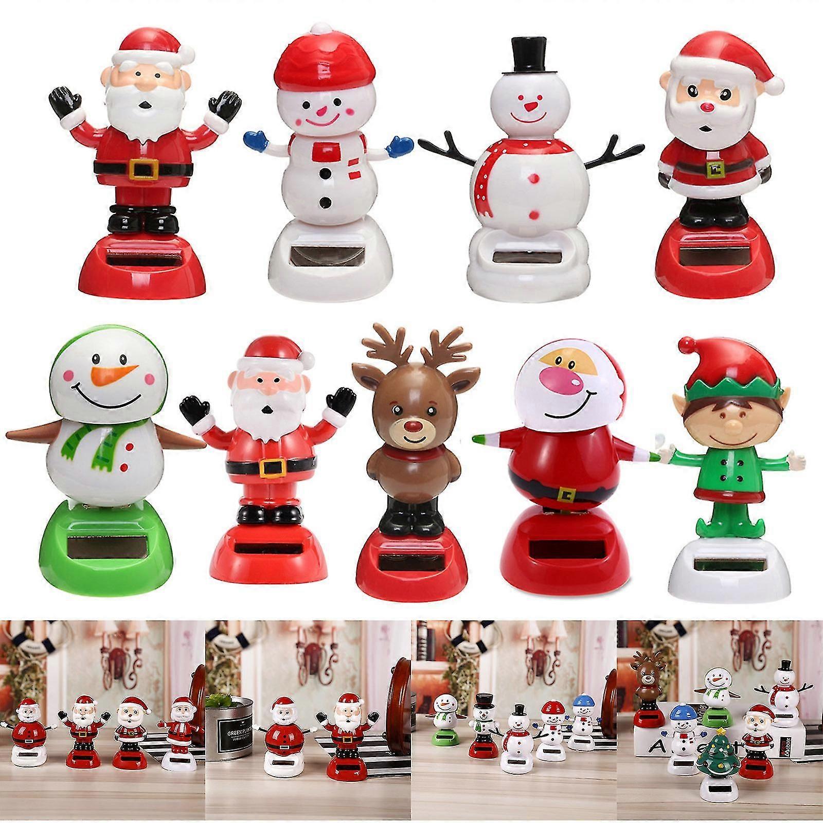 Solar Powered Dancing Ornaments Christmas Tree Snowman Santa Claus  Elk Swinging Animated Dancer Toy @BUGU