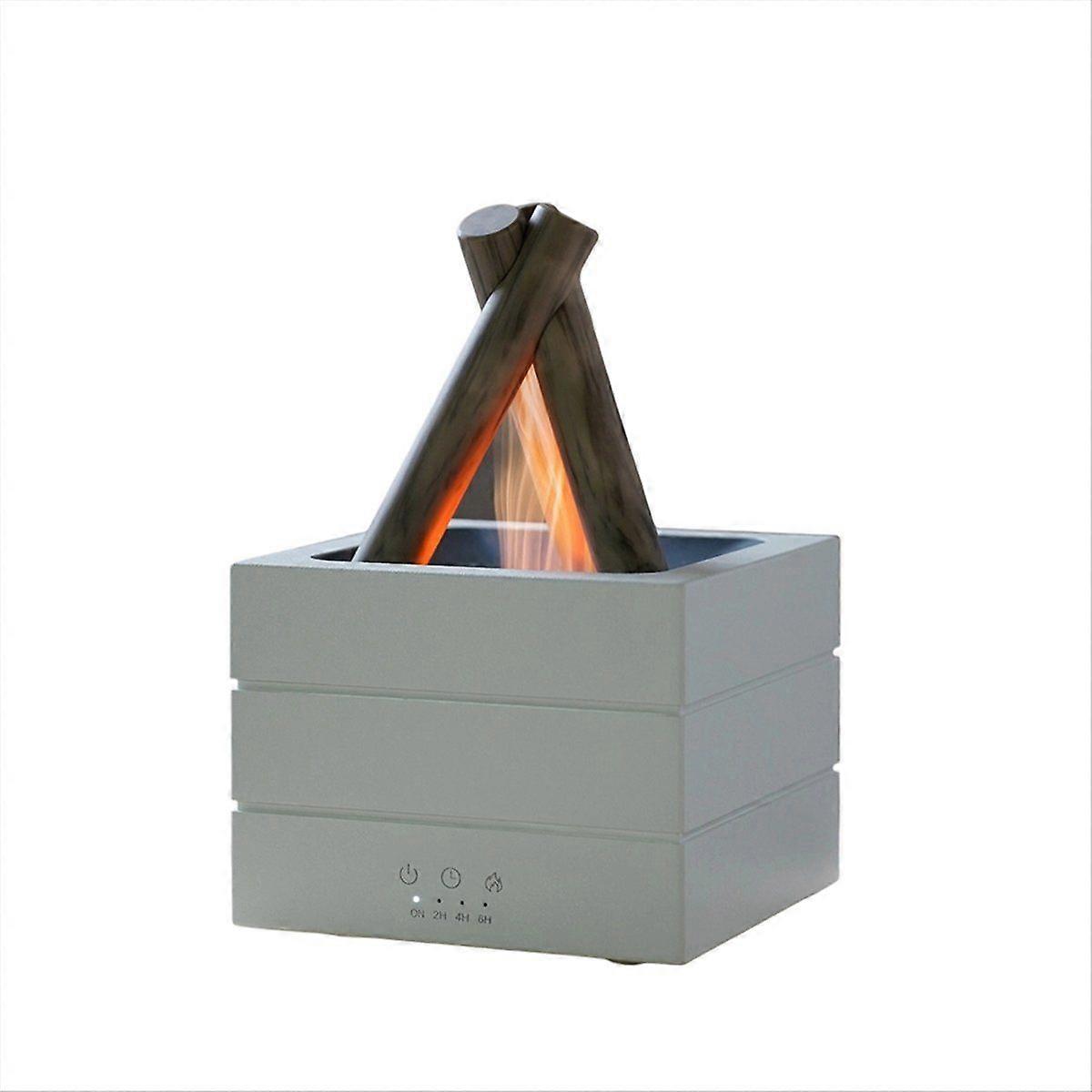 Flame Humidifier, Aroma Essential Oil Diffuser with Remote Control and Light, White