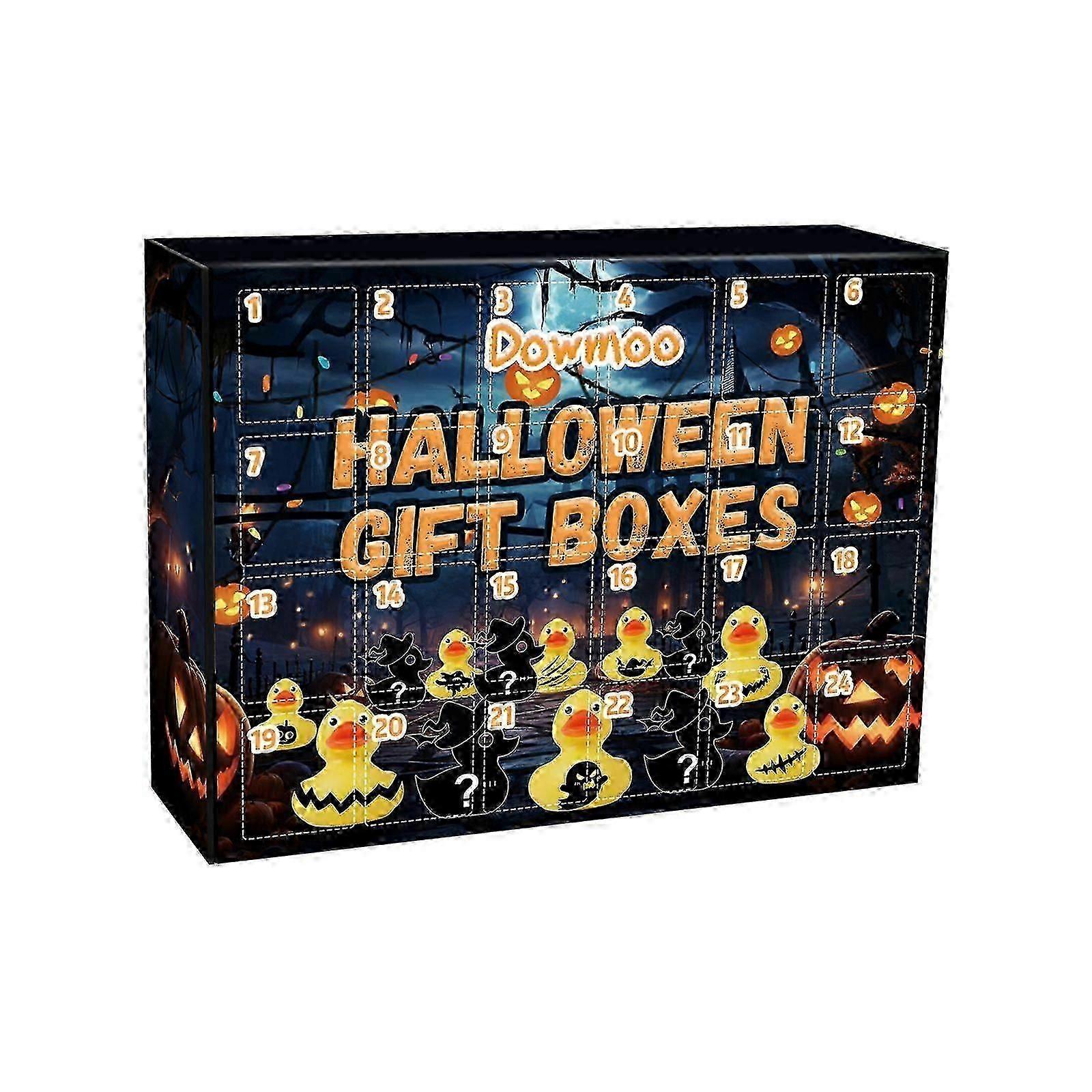 Dowmoo Halloween Duck Blind Box, Advent Countdown 24 Grid Surprise Decoration Rubber Duck Toy Gift Box